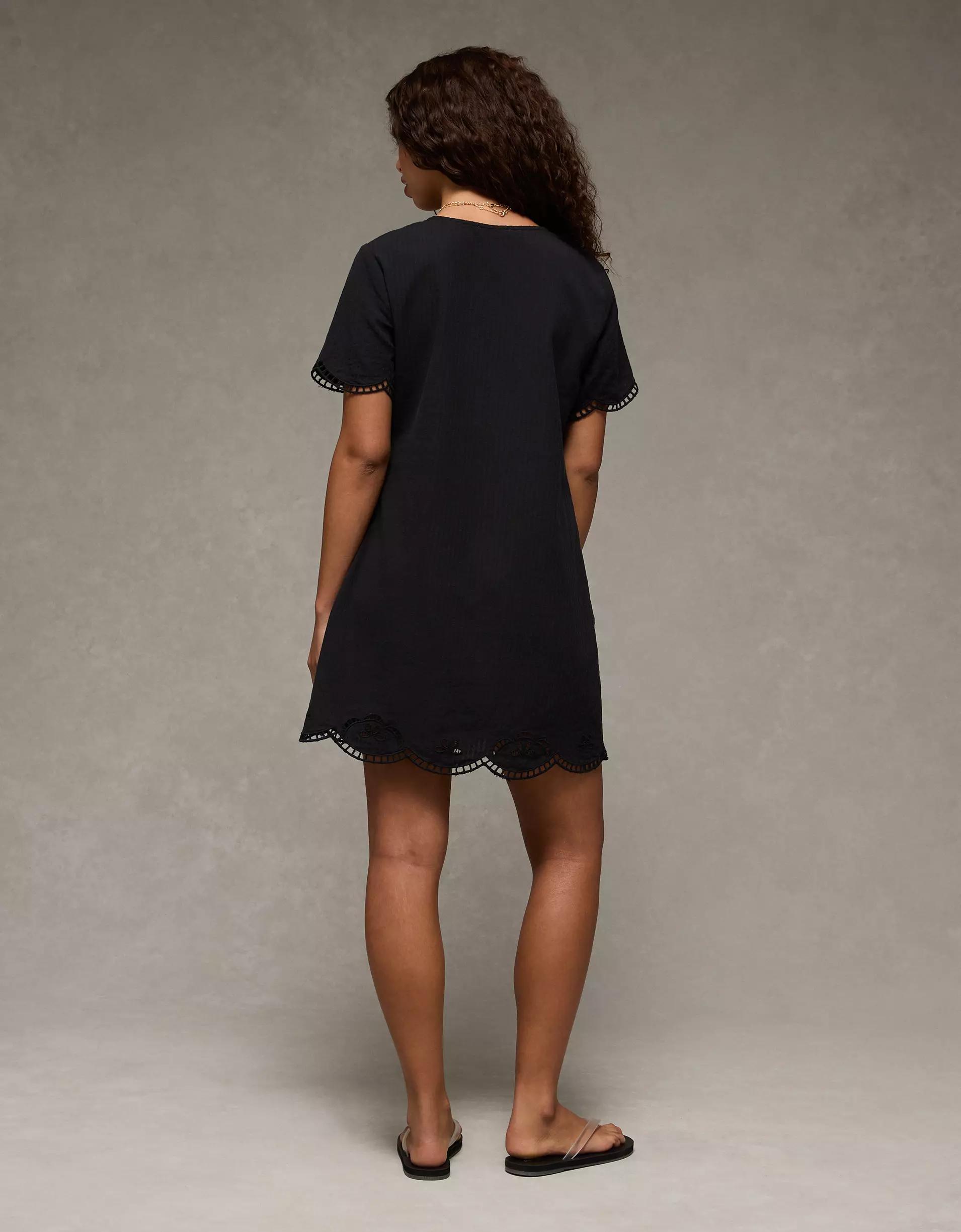 AE V-Neck Embroidered Shift Dress Product Image