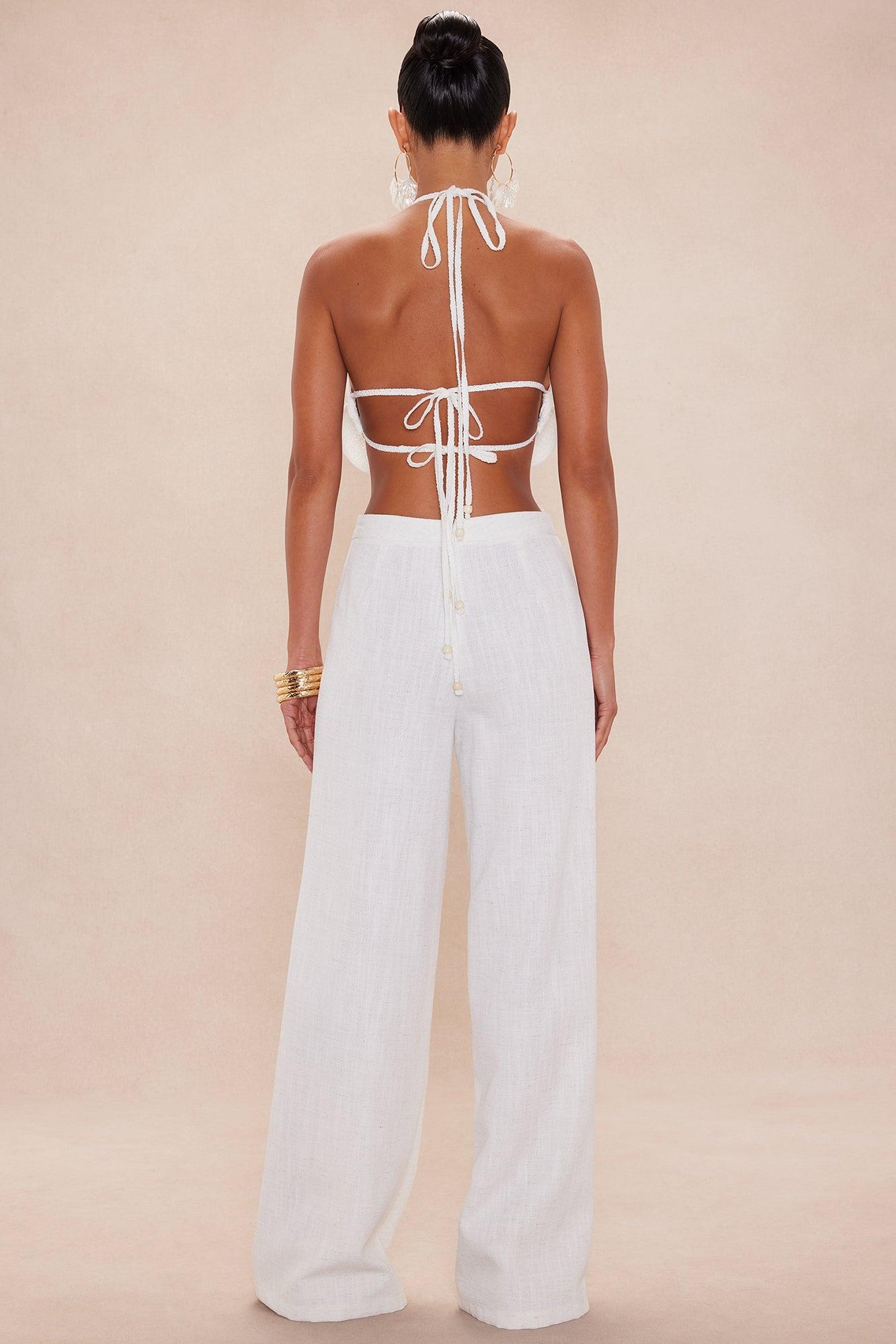 Arriana Linen Pant Set - White/combo Product Image