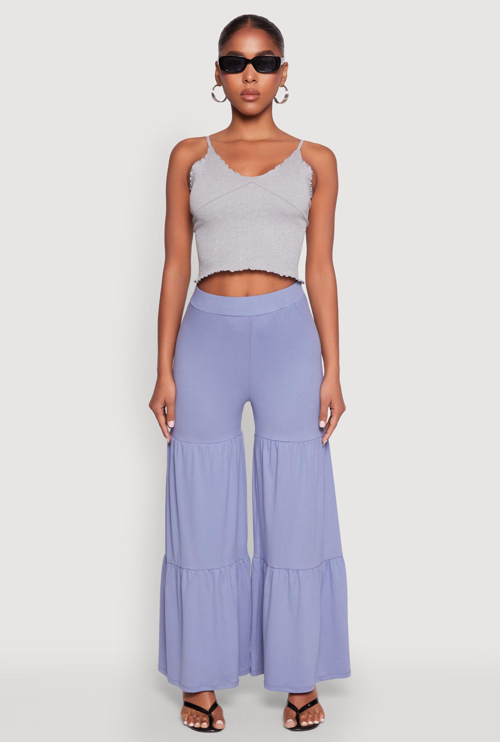 Womens High Waisted Tiered Palazzo Pants Product Image