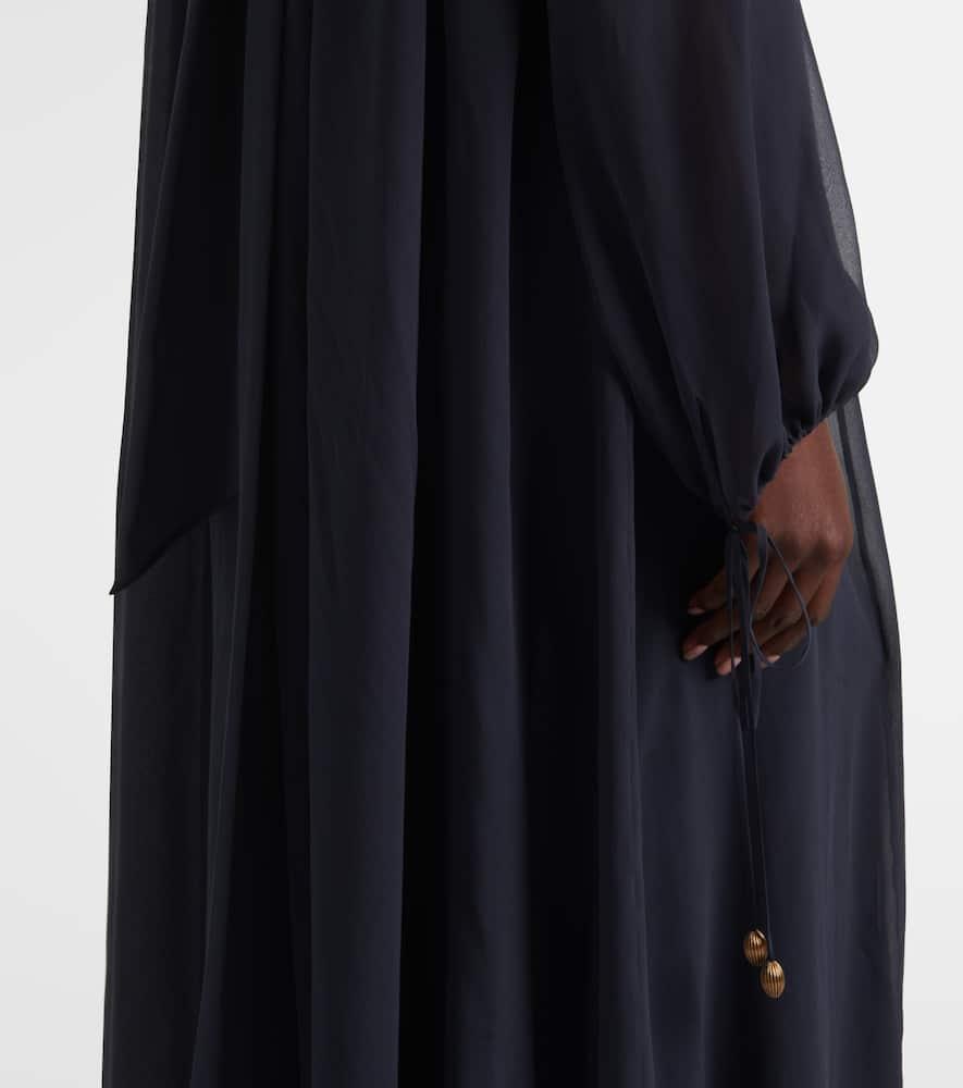 CHLOÉ Turtleneck Long-sleeve Swiss Dot Silk Maxi Dress In Black Product Image