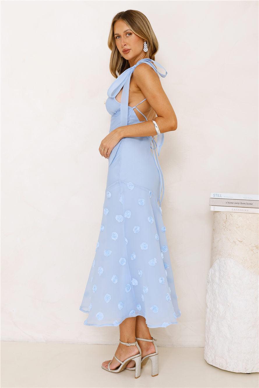 Whispering Petals Maxi Dress Blue Product Image