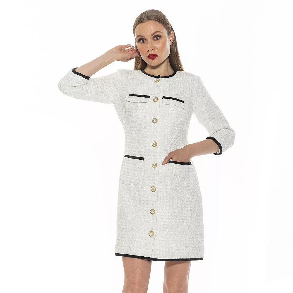 Women's ALEXIA ADMOR Kairo Tweed Dress, Size: 10, Ivory Product Image