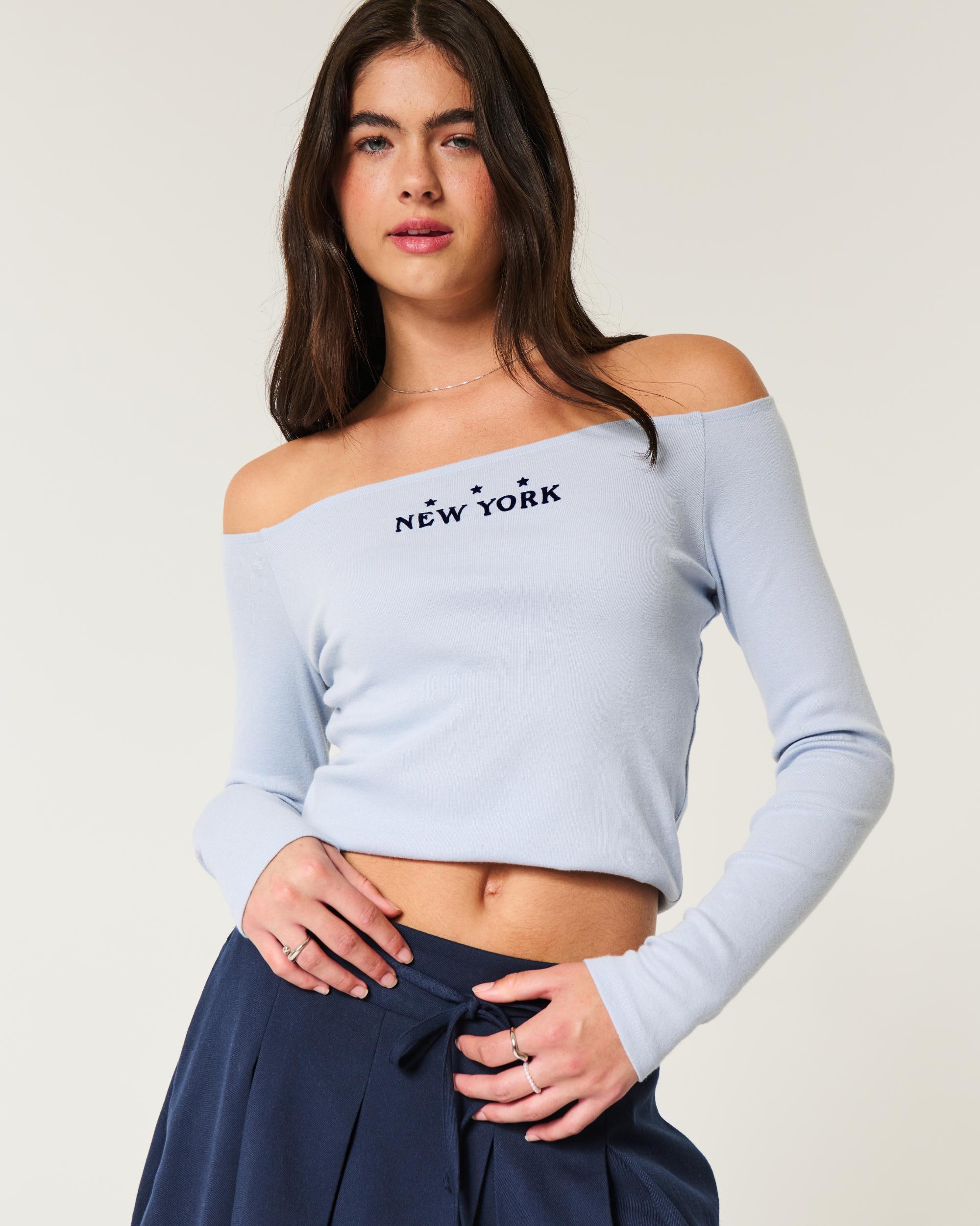 Easy New York Graphic Off-the-Shoulder Top Product Image