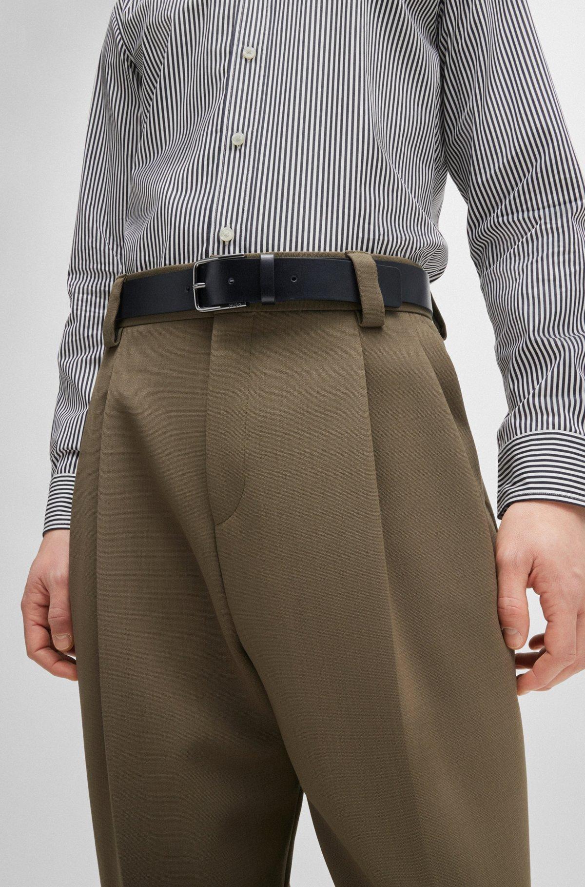Grained-leather belt with logo buckle Product Image