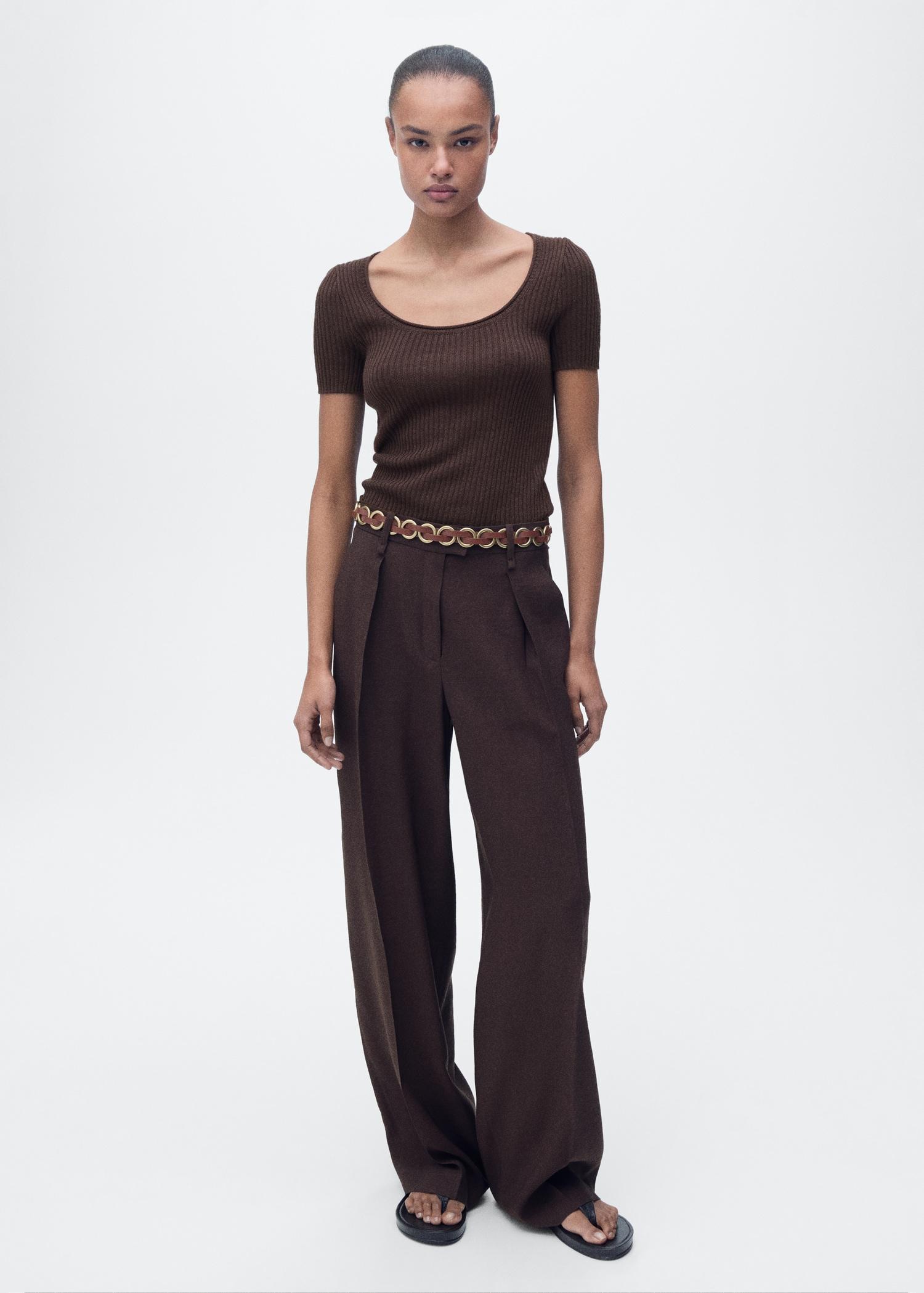 Linen-blend knitted sweater - Women | MANGO USA Product Image