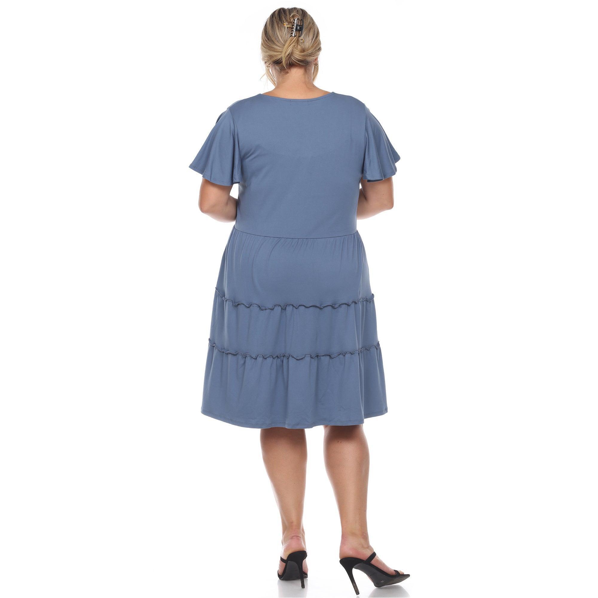 Short Sleeve V-neck Tiered Midi Dress - Plus Product Image