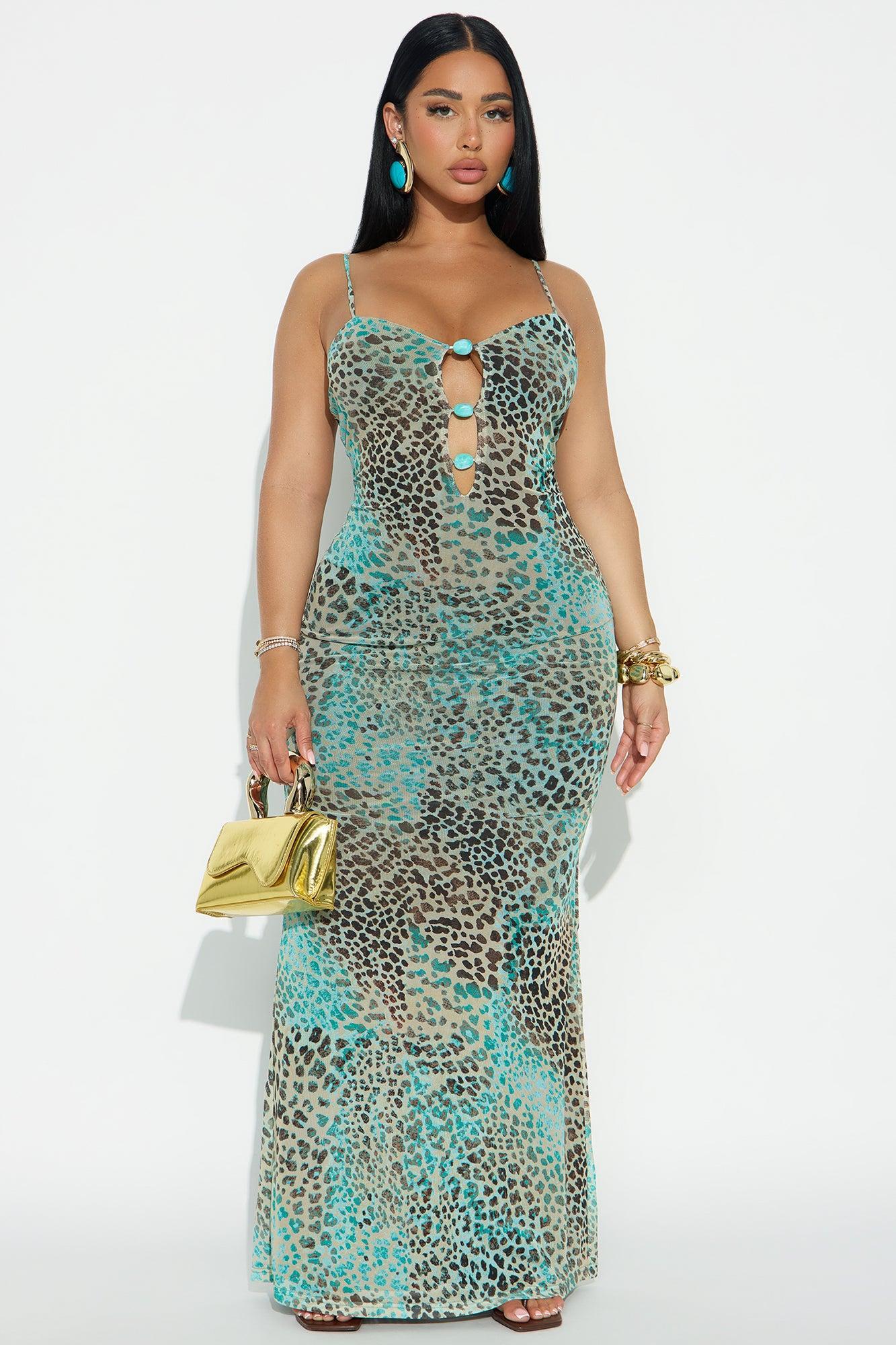 Misa Leopard Maxi Dress - Blue/combo Product Image