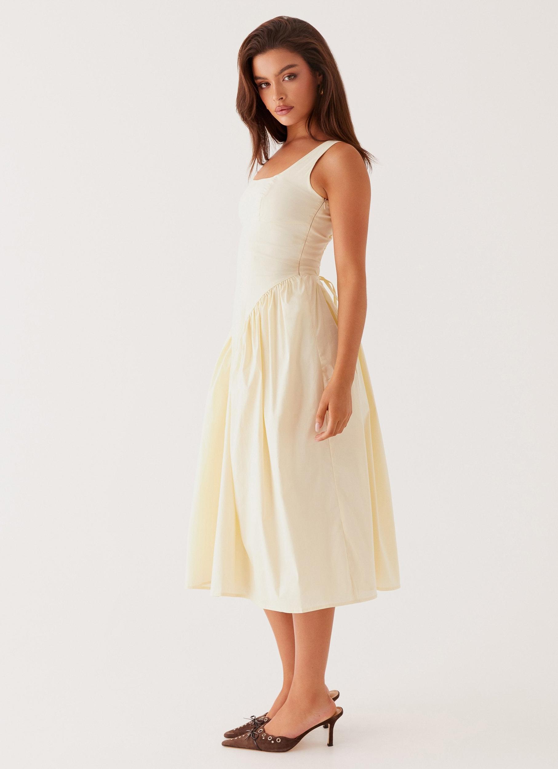 Sassy Soiree Midi Dress - Cream Product Image