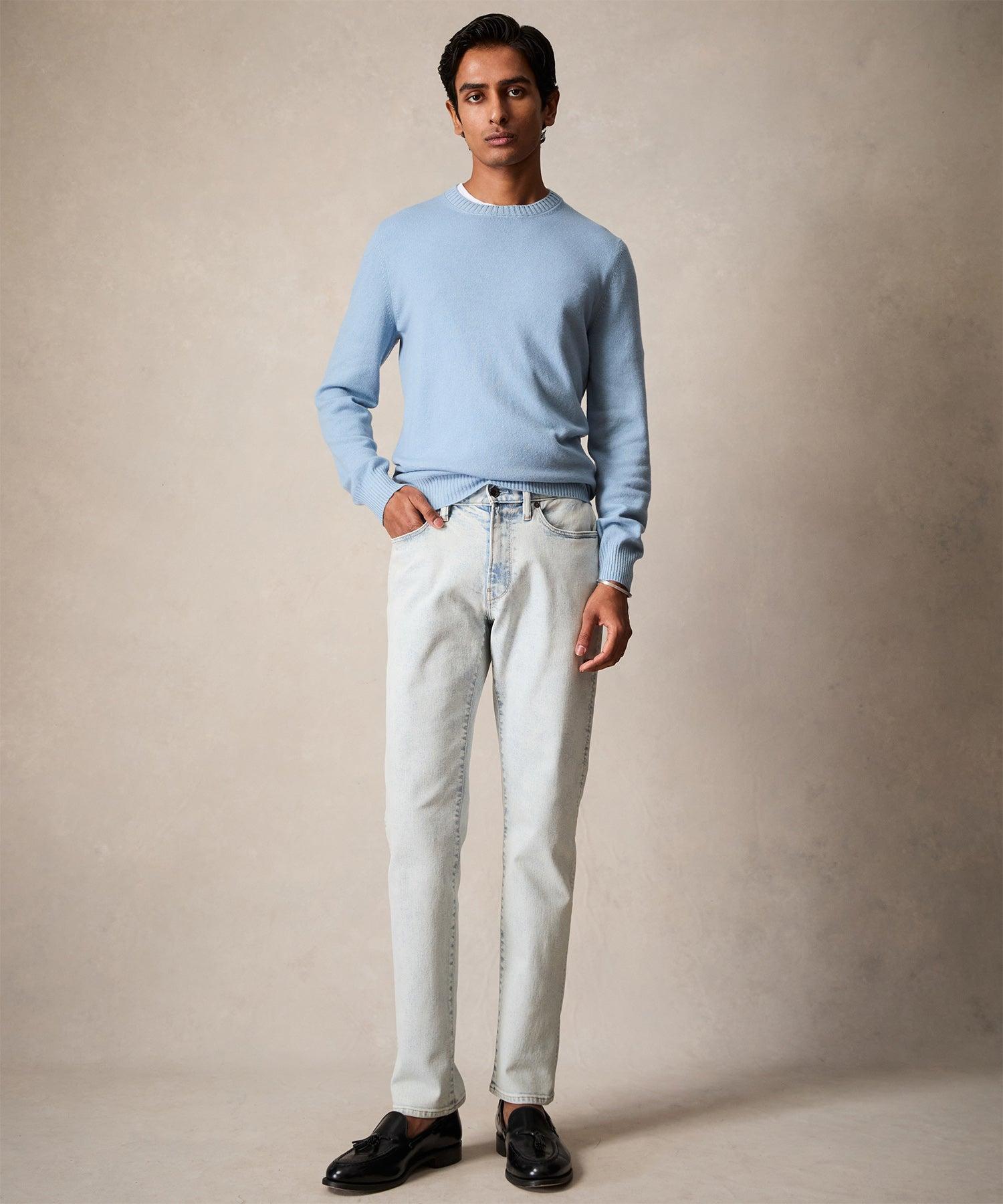 Italian Garment Dyed Wool Cashmere Crewneck Sweater Product Image