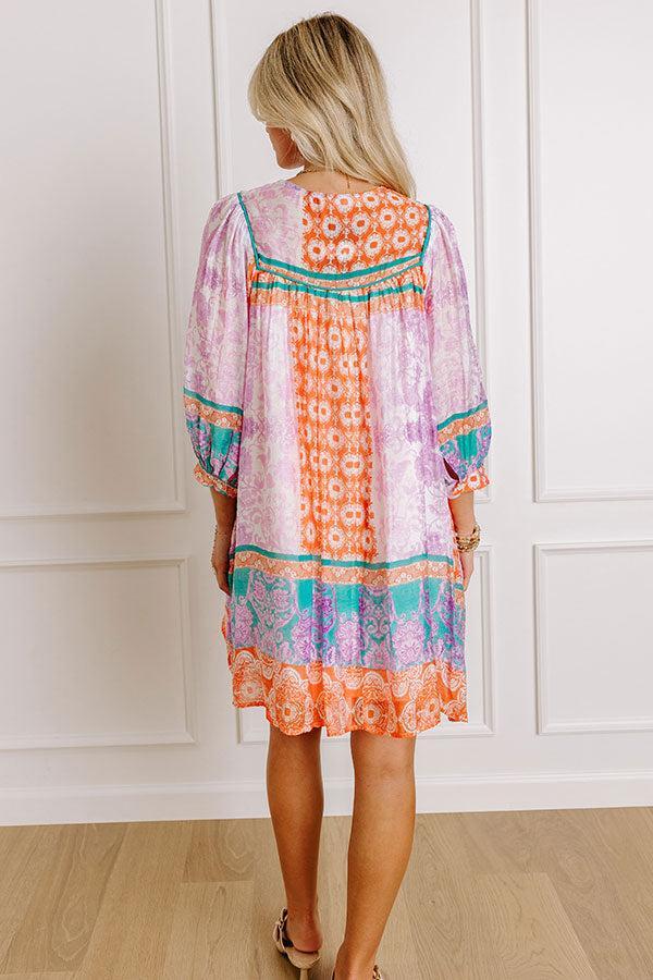 Boho Babe Color Block Floral Mini Dress in Violet Product Image