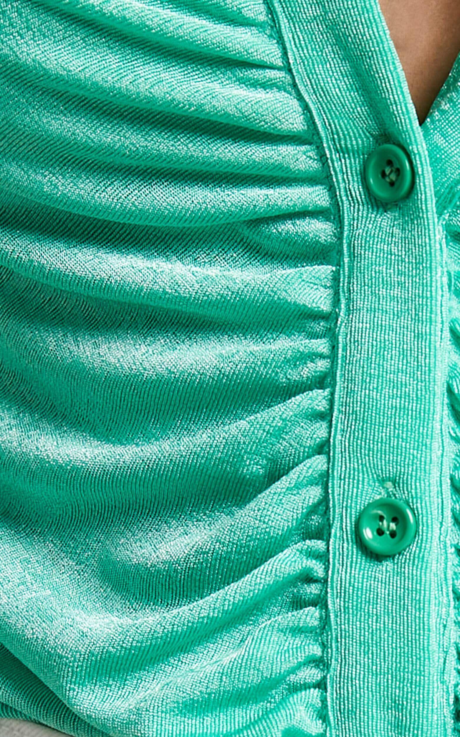 Avelaine Top - Button Up Halterneck Top in Green Product Image