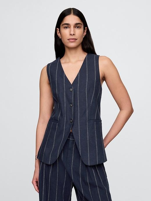Linen-Blend Longline Vest Product Image