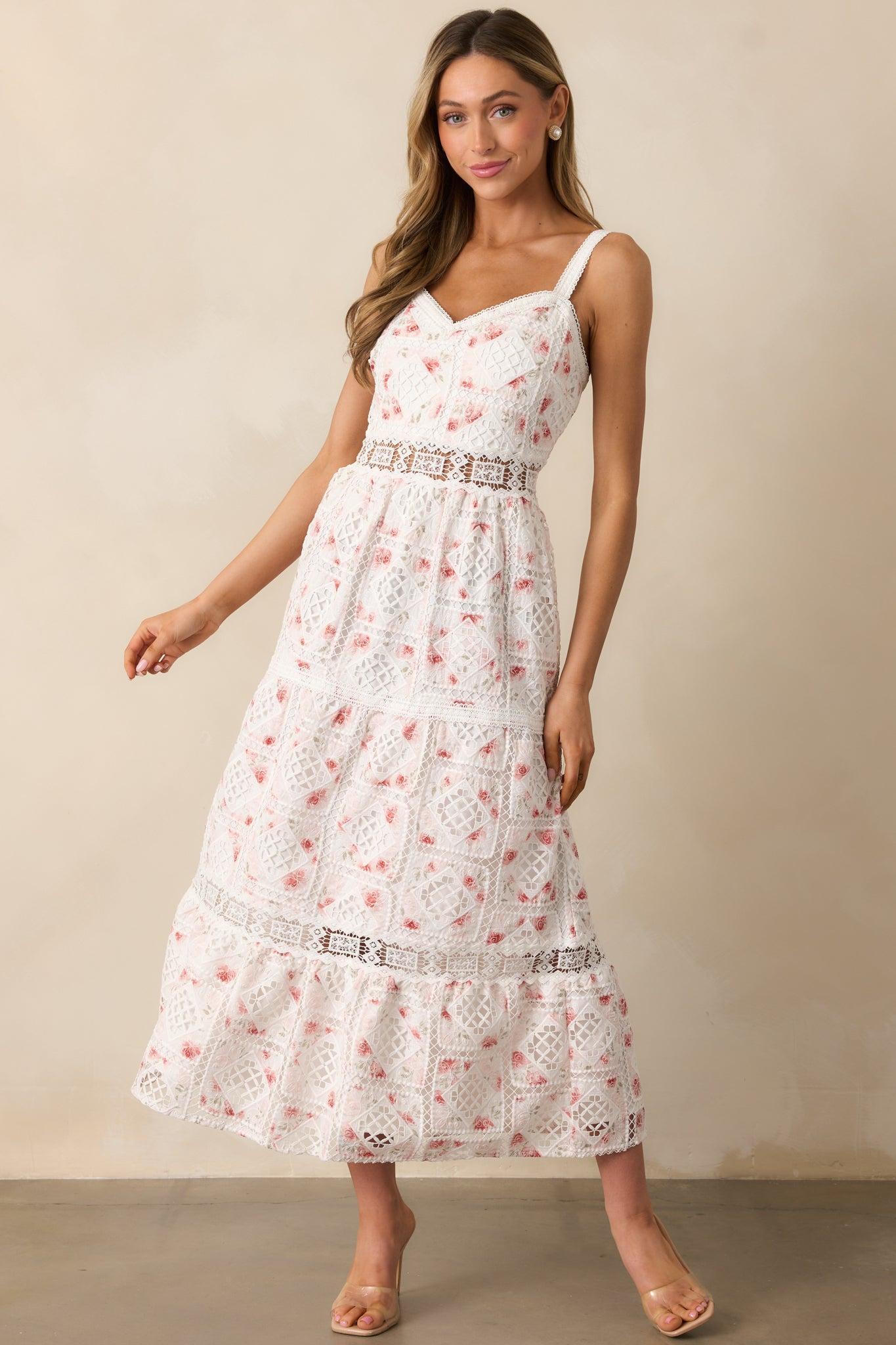 Classical Ballet White Embroidered Maxi Dress Product Image