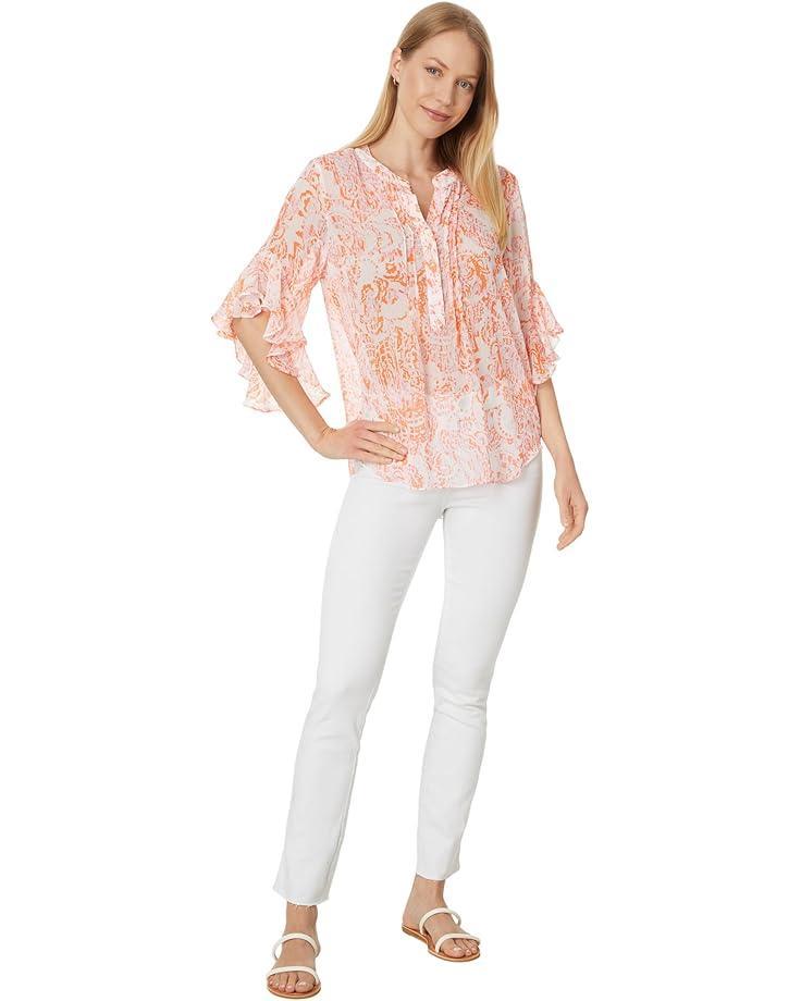 Women's Vince Camuto Pintuck Flutter Sleeve Henley Blouse Product Image