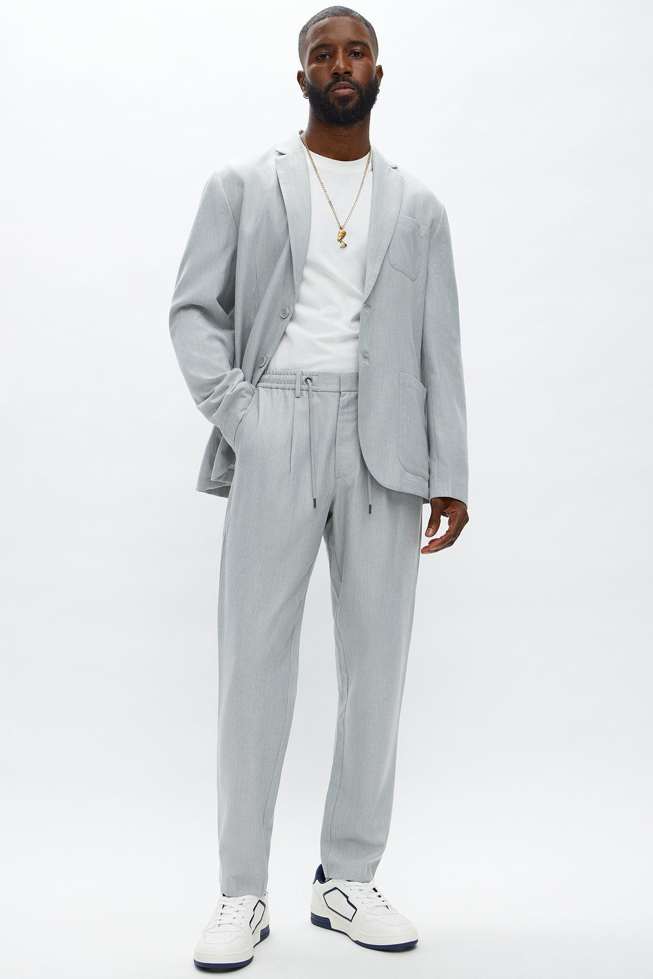 Slim Modern Stretch-Waist Everyday Trouser - Light Grey Product Image