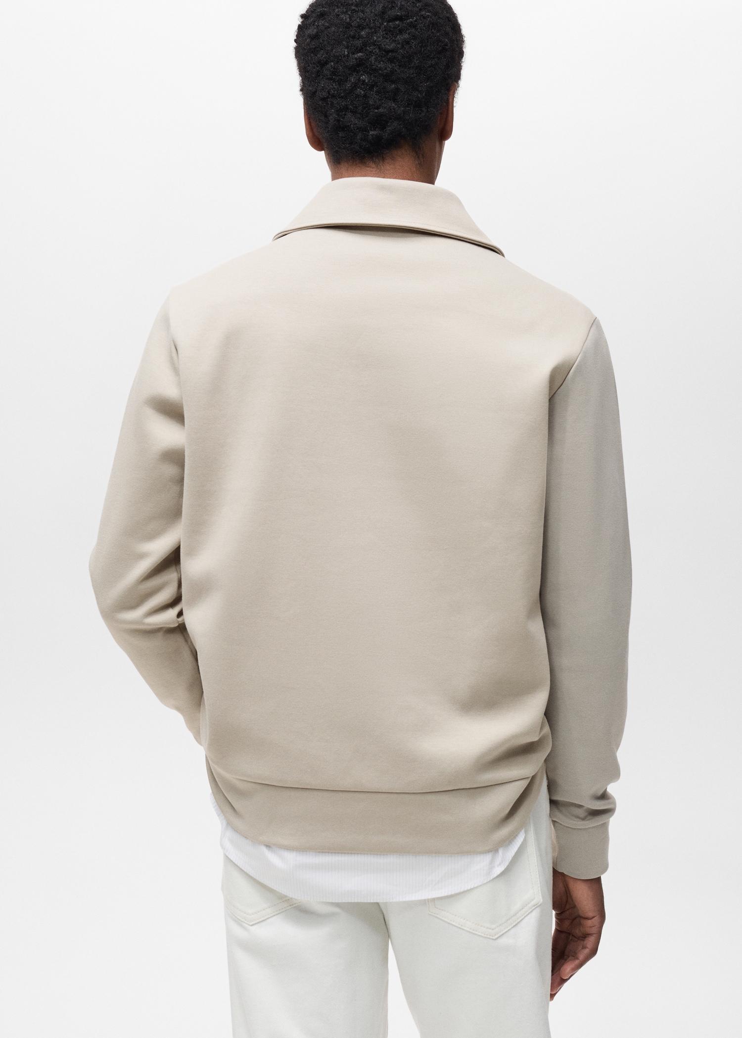 Regular-fit cotton sweatshirt with zipper - Men | MANGO USA Product Image