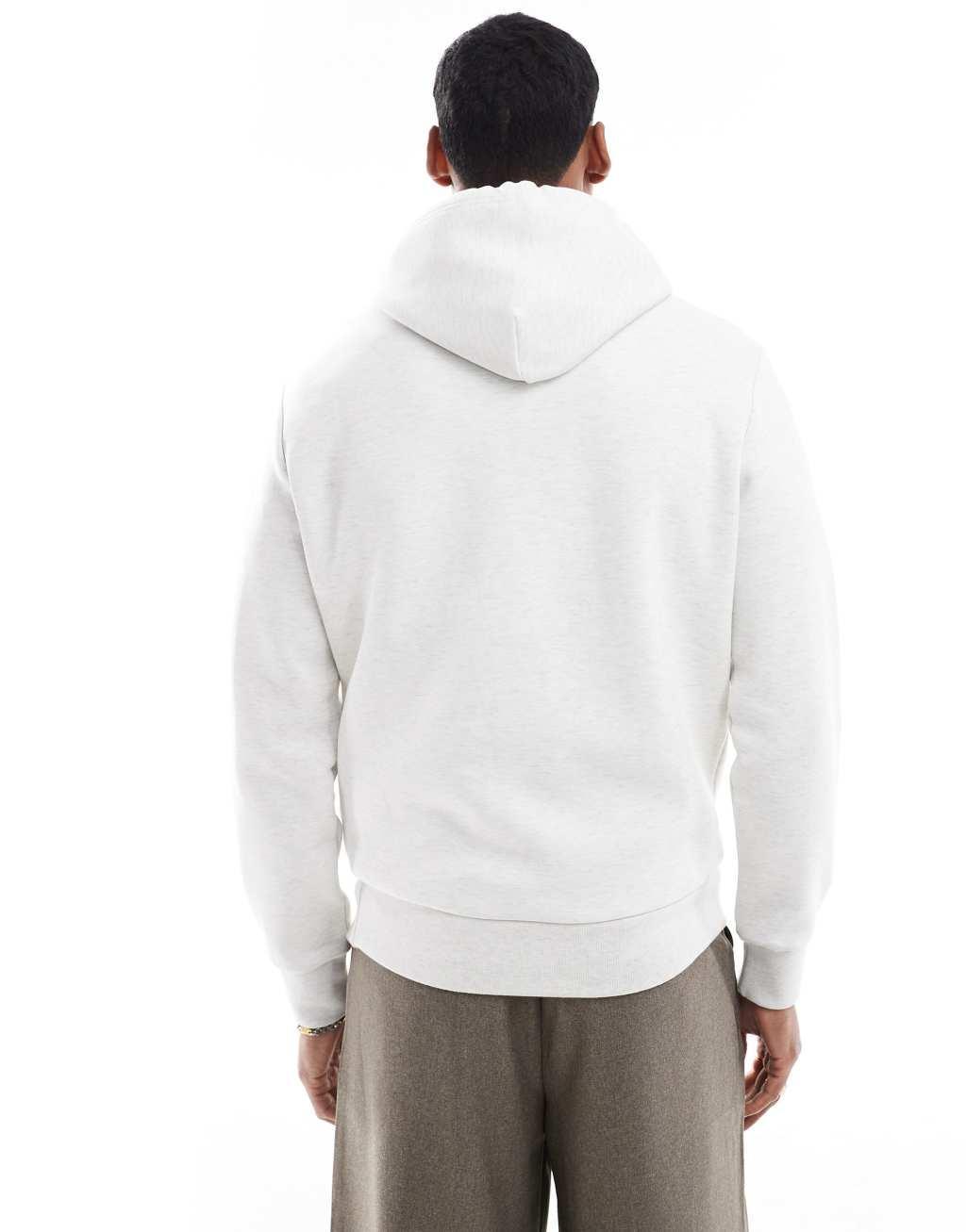 Polo Ralph Lauren central script logo double knit hoodie in heathered stone Product Image