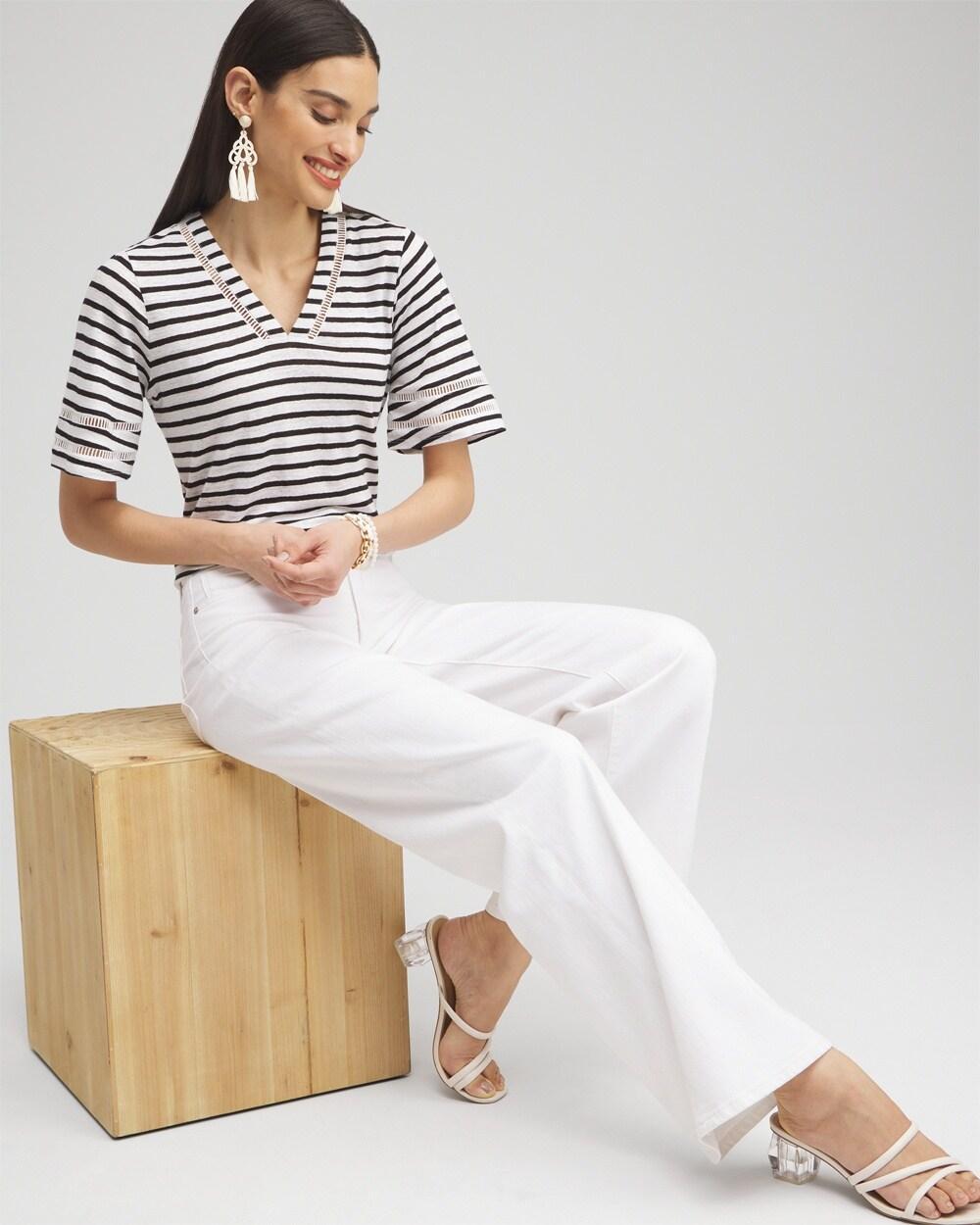 Linen Stripe Ladder Lace Tee Product Image