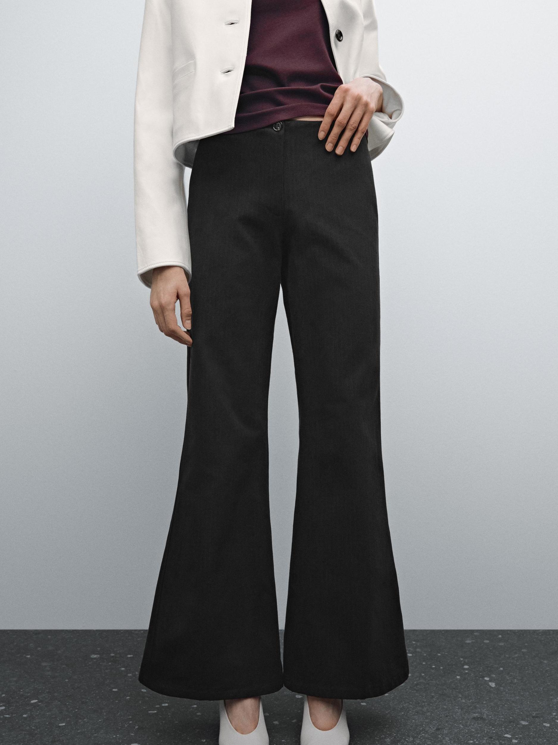 Wide-leg cotton trousers with striped detail Product Image