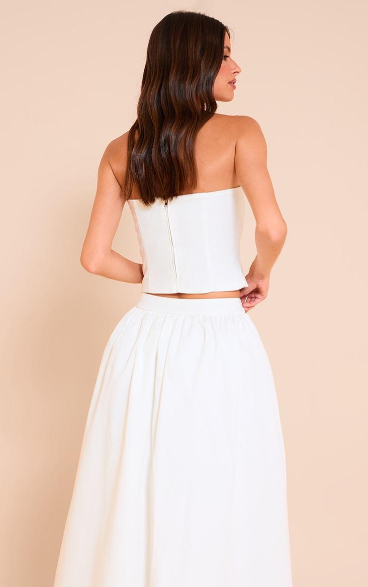 White Woven Seam Detail Bandeau Top Product Image