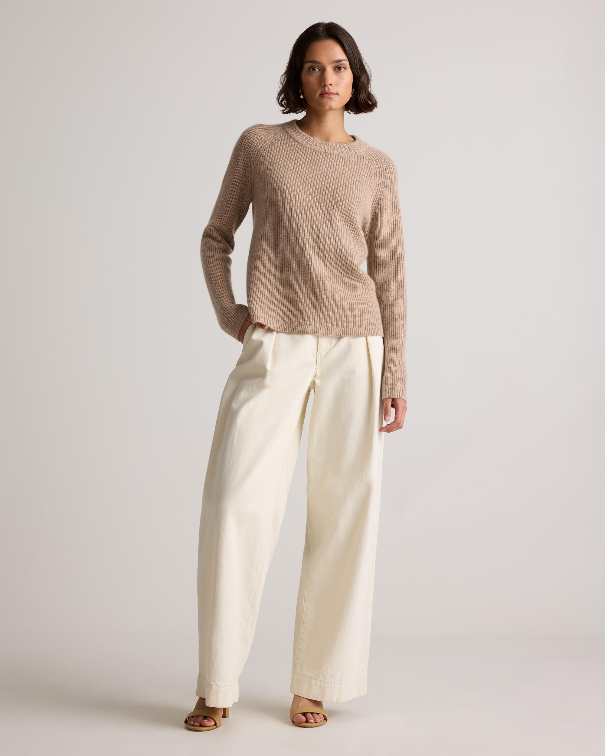 Quince | Women's Mongolian Cashmere Fisherman Crewneck knit Sweater Size XL Product Image