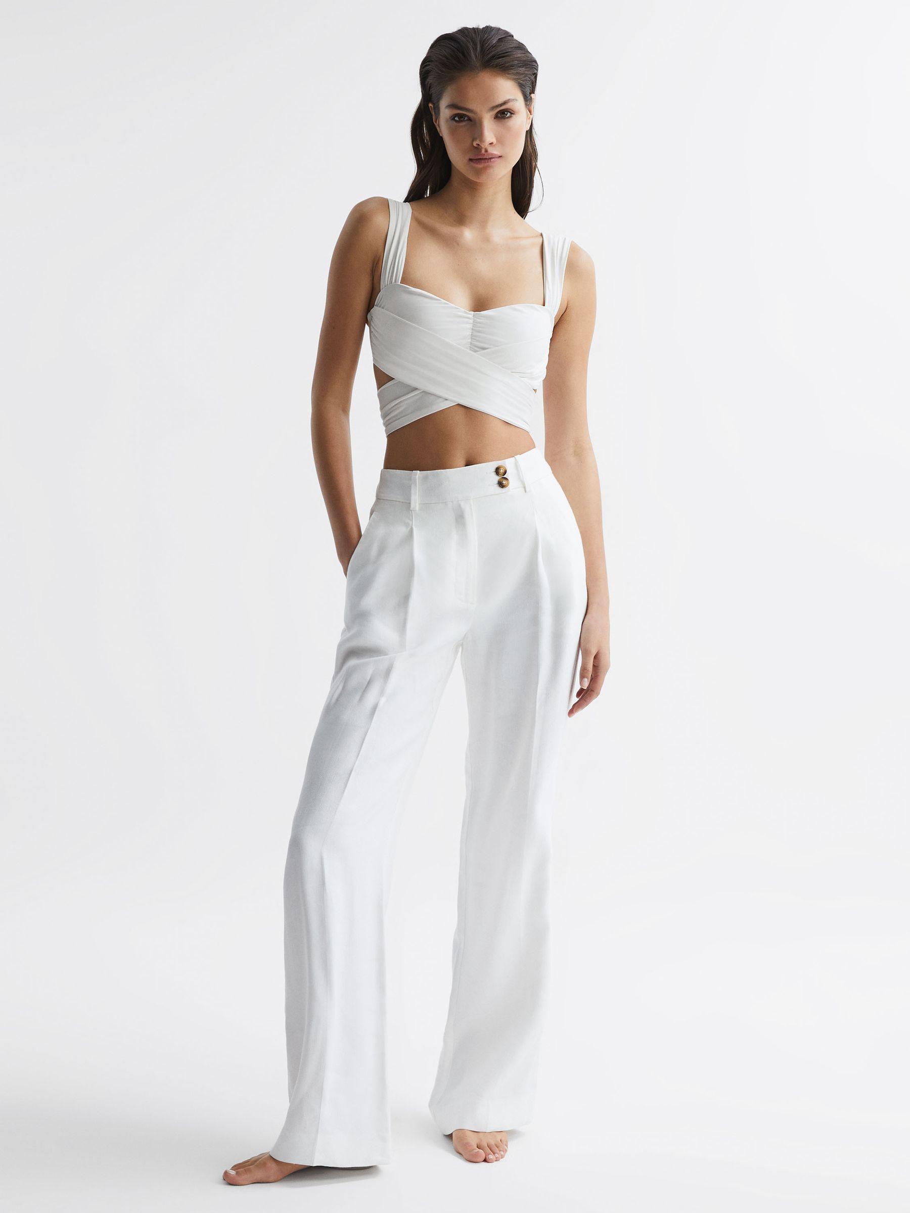 Wrap Design Bikini Top in White Product Image