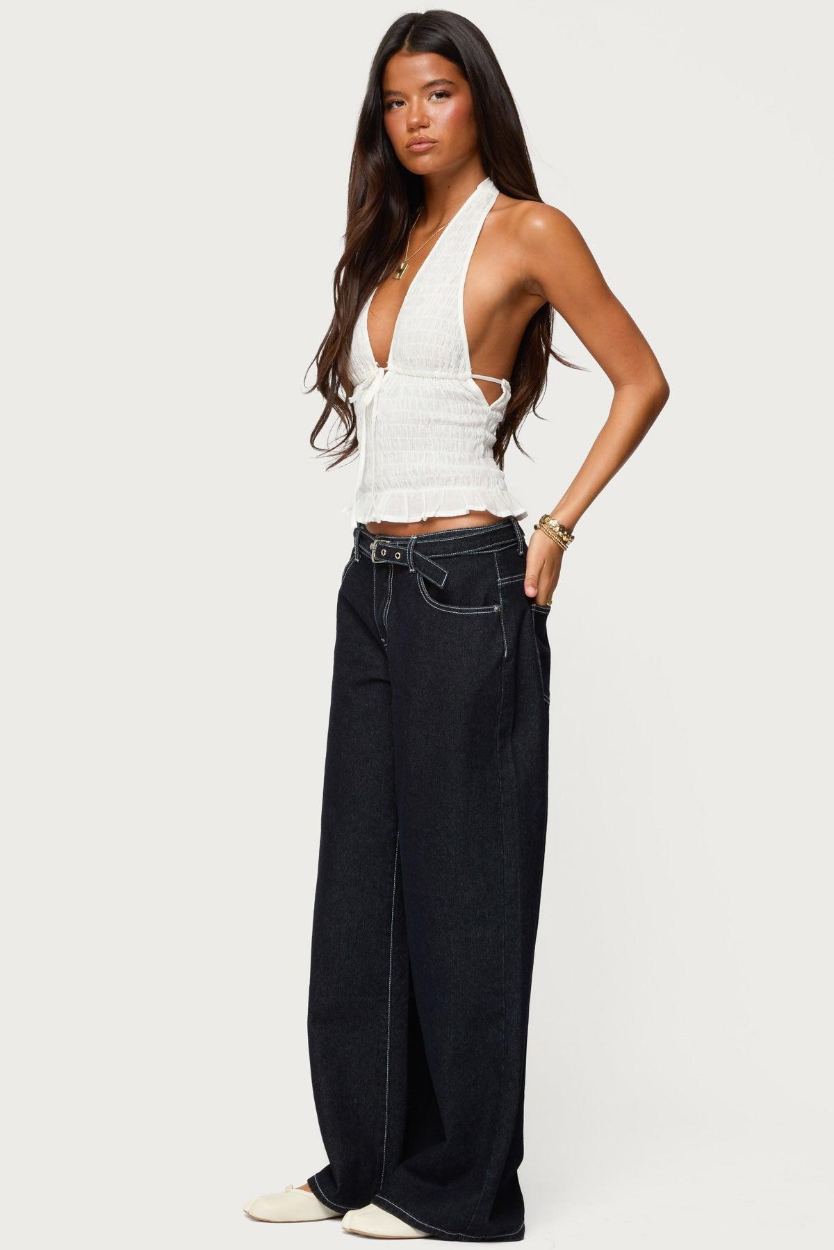 Karah Belt Low Rise Jeans Product Image