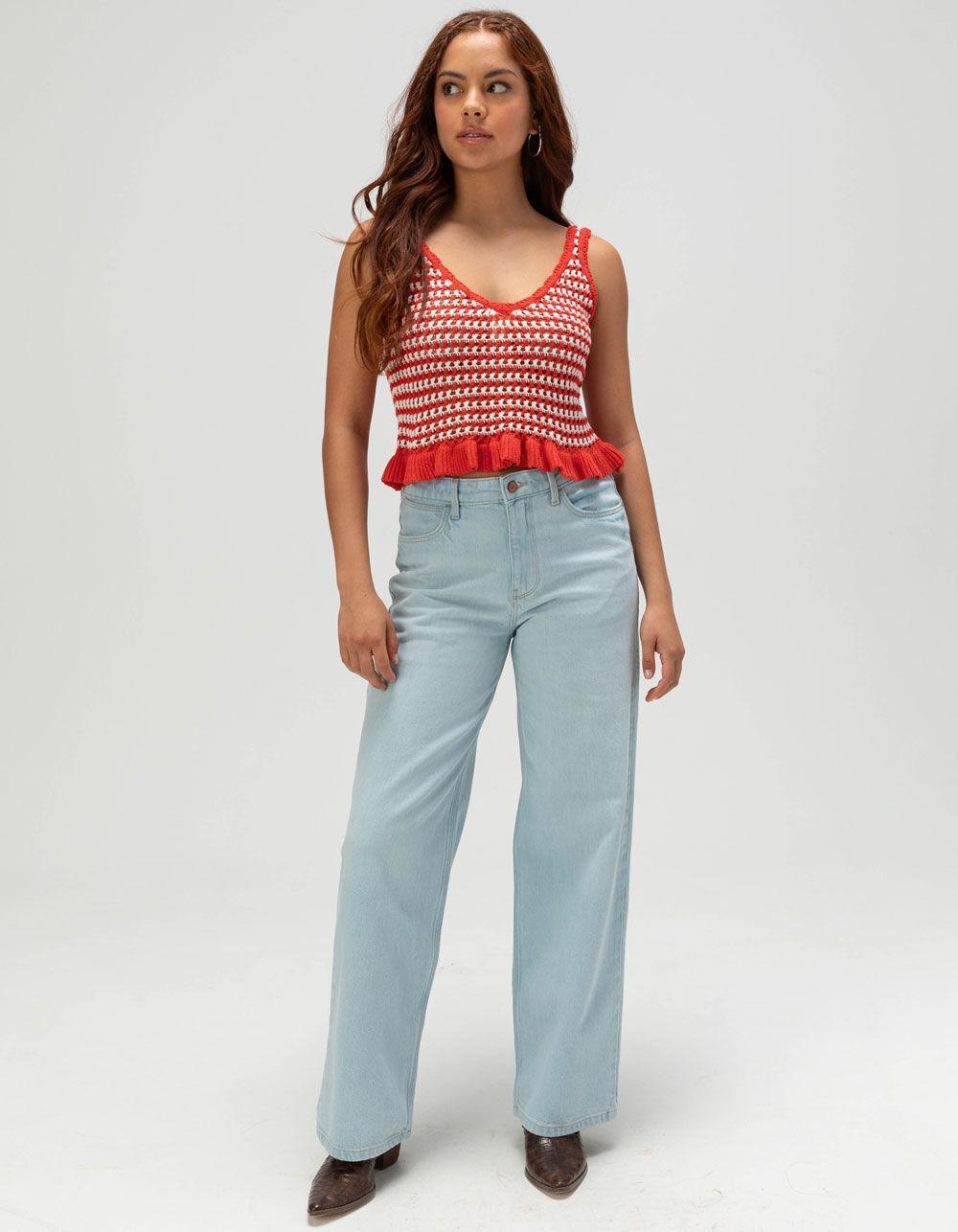 FULL TILT Stripe Peplum Womens Cami - RED Product Image