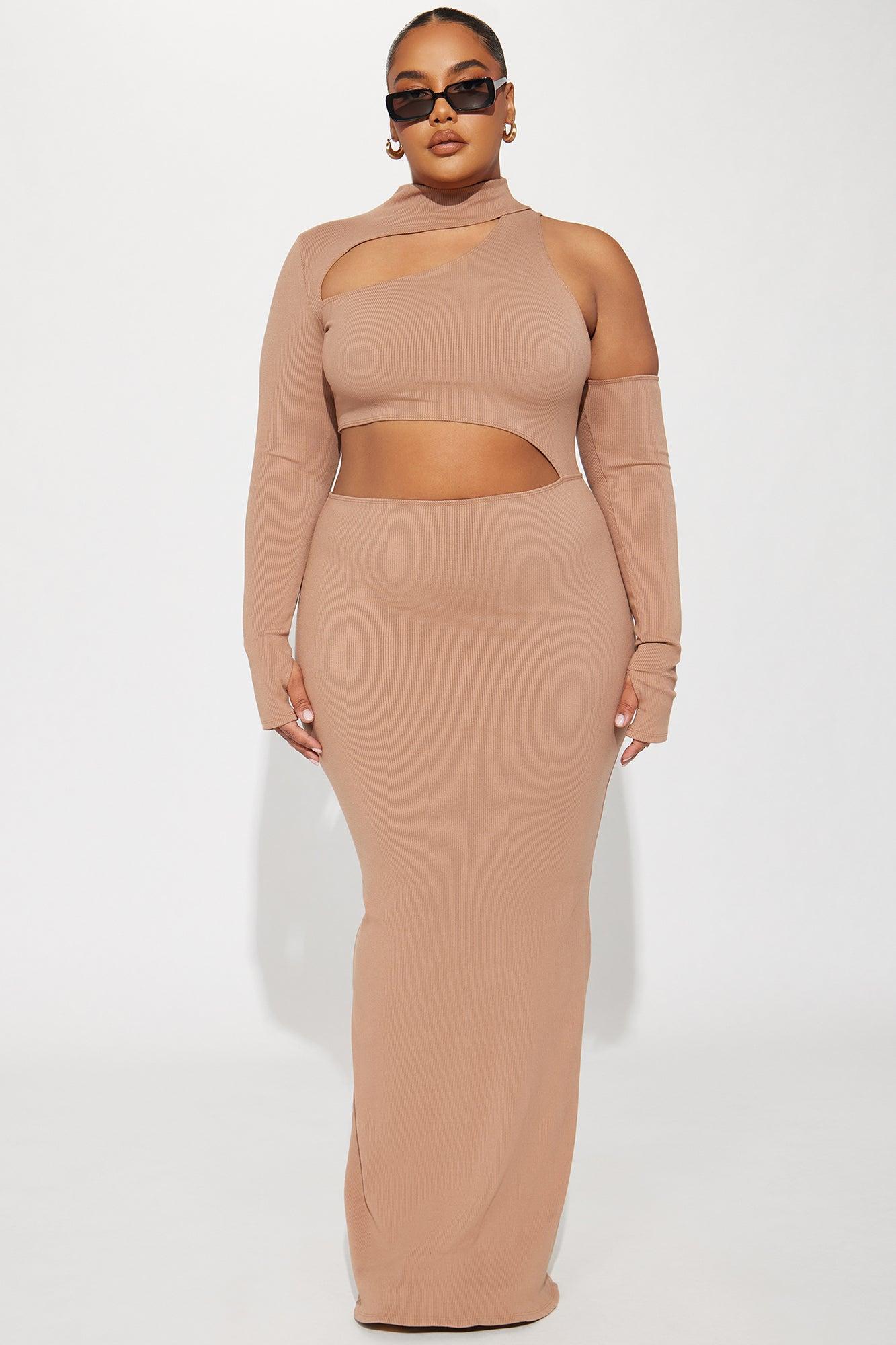Angelina Snatched Maxi Dress - Nude Product Image