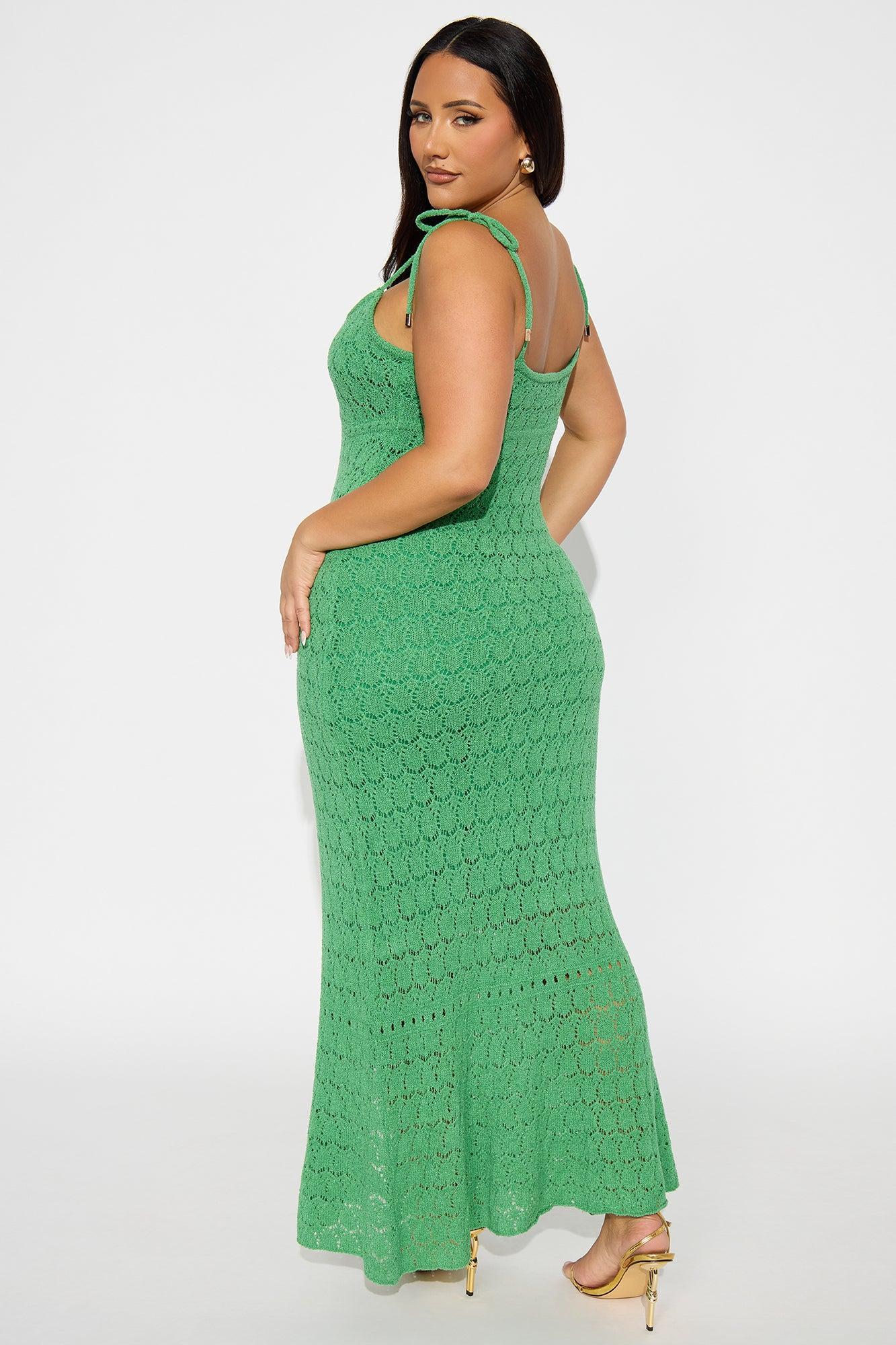 Eileen Crochet Maxi Dress - Green Product Image