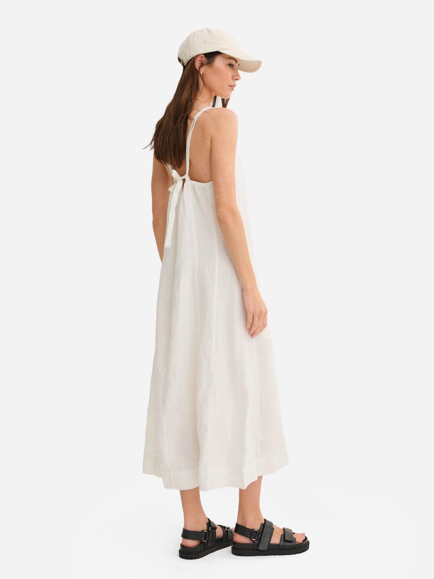 Organic Linen Tie Back Maxi Dress Female Product Image