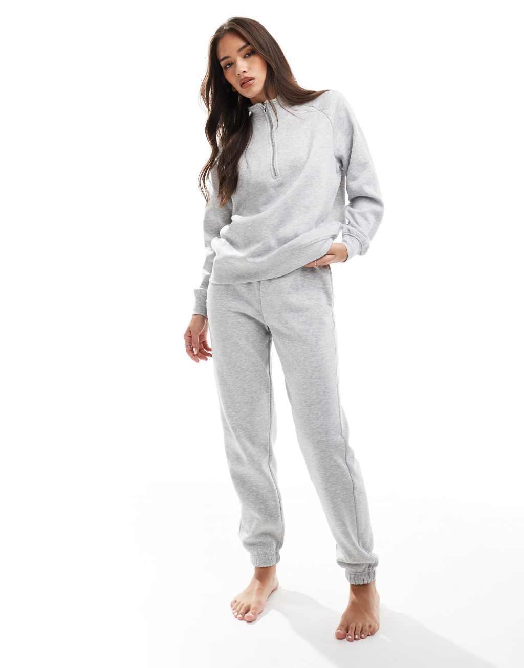 Pieces half zip sweat in light gray melange - part of a set Product Image