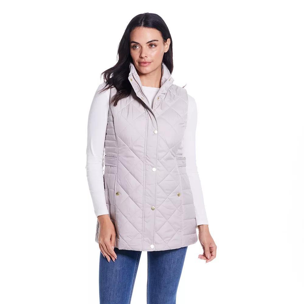 Women's Weathercast Quilted Longline Vest, Size: Large, Latte Product Image
