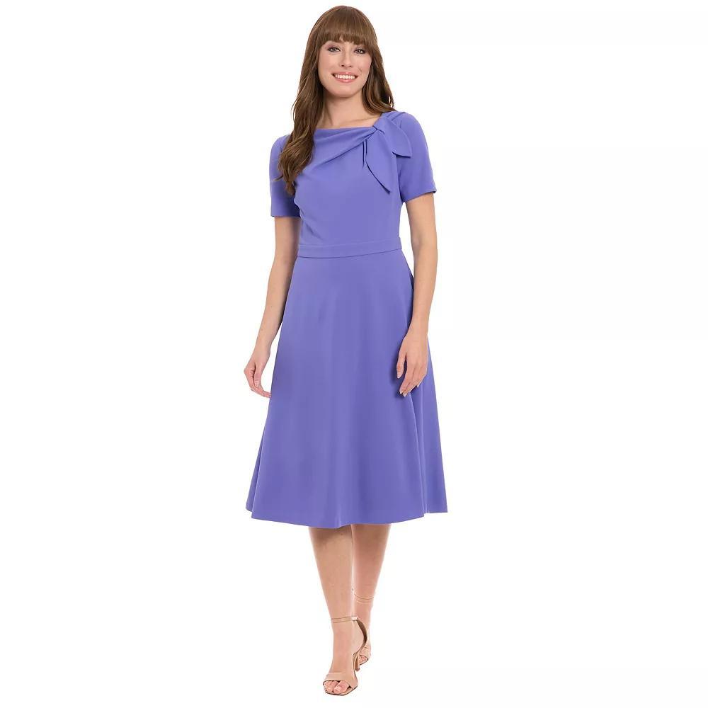 Womens London Times Tie-Neck Fit and Flare Dress Product Image