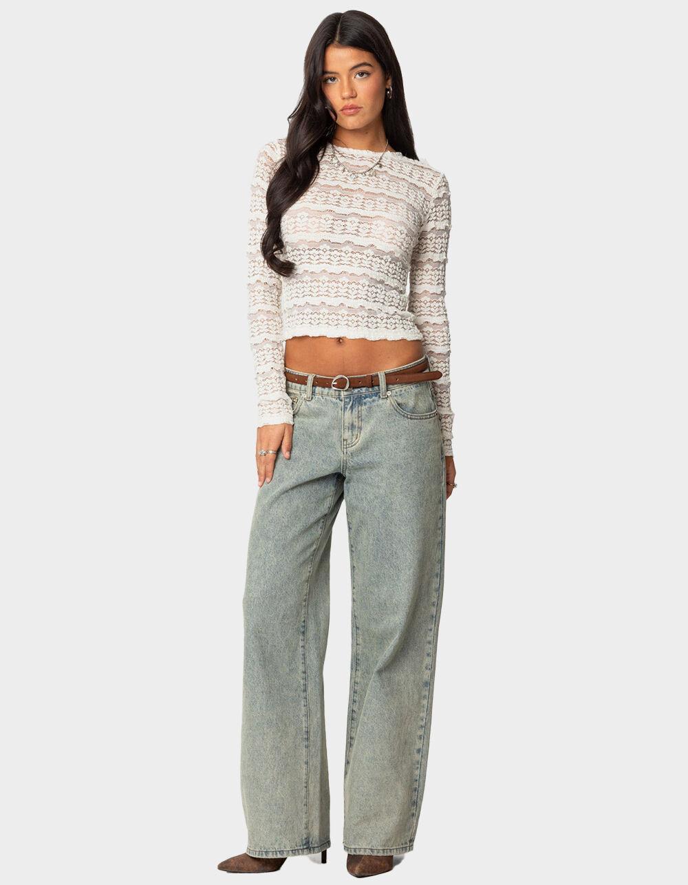 EDIKTED Daisey Textured Sheer Lace Top Product Image