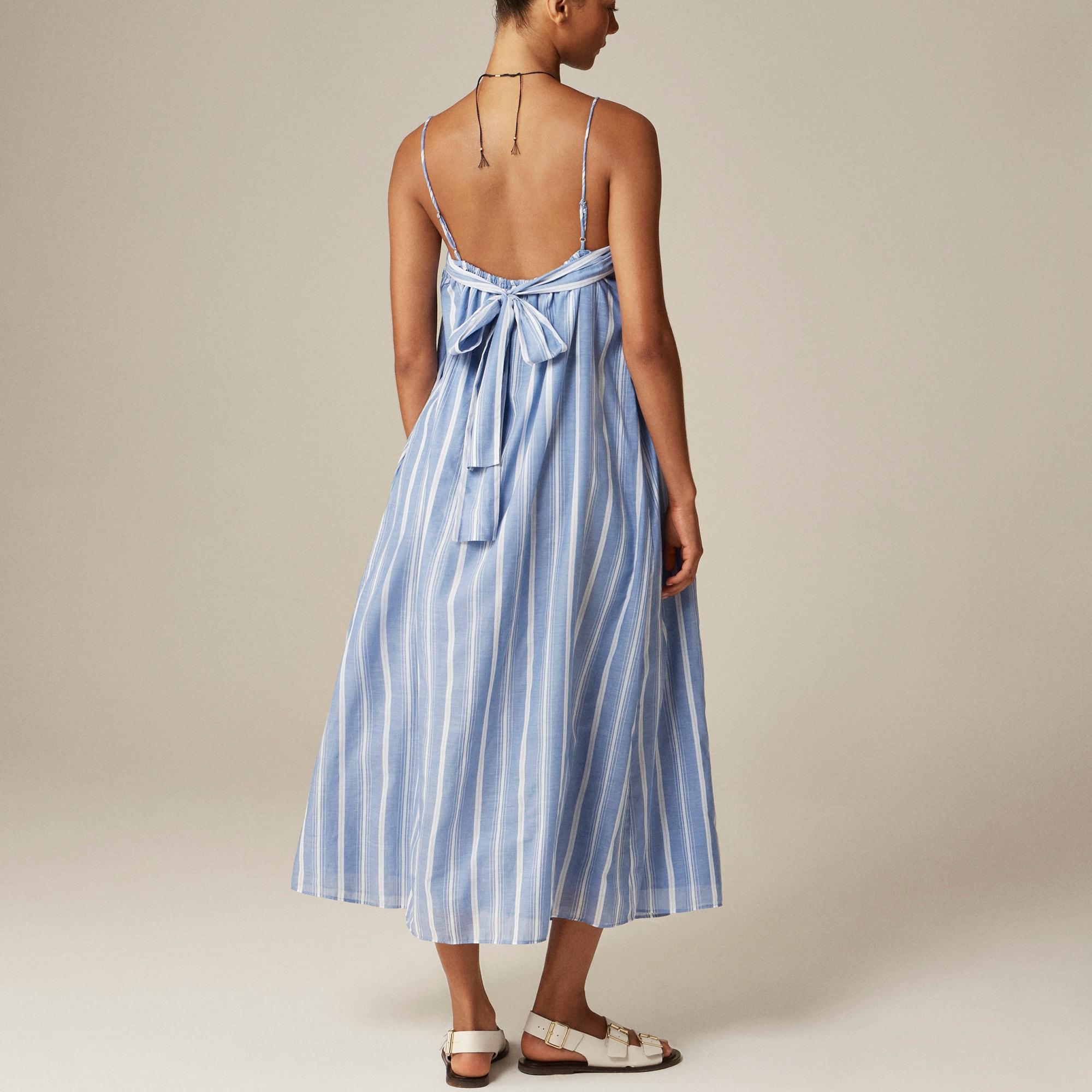 Floaty midi dress in striped cotton voile Product Image