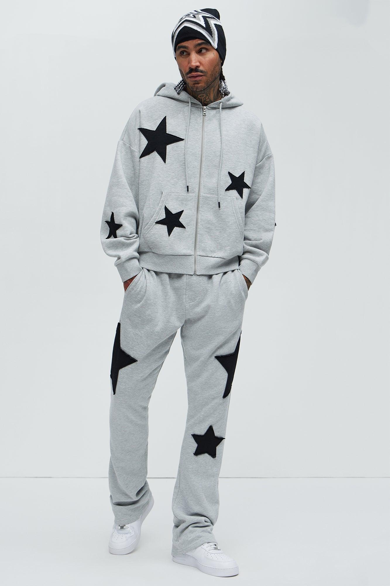 Tyson Stars Skinny Flared Sweatpants - Heather Grey Product Image