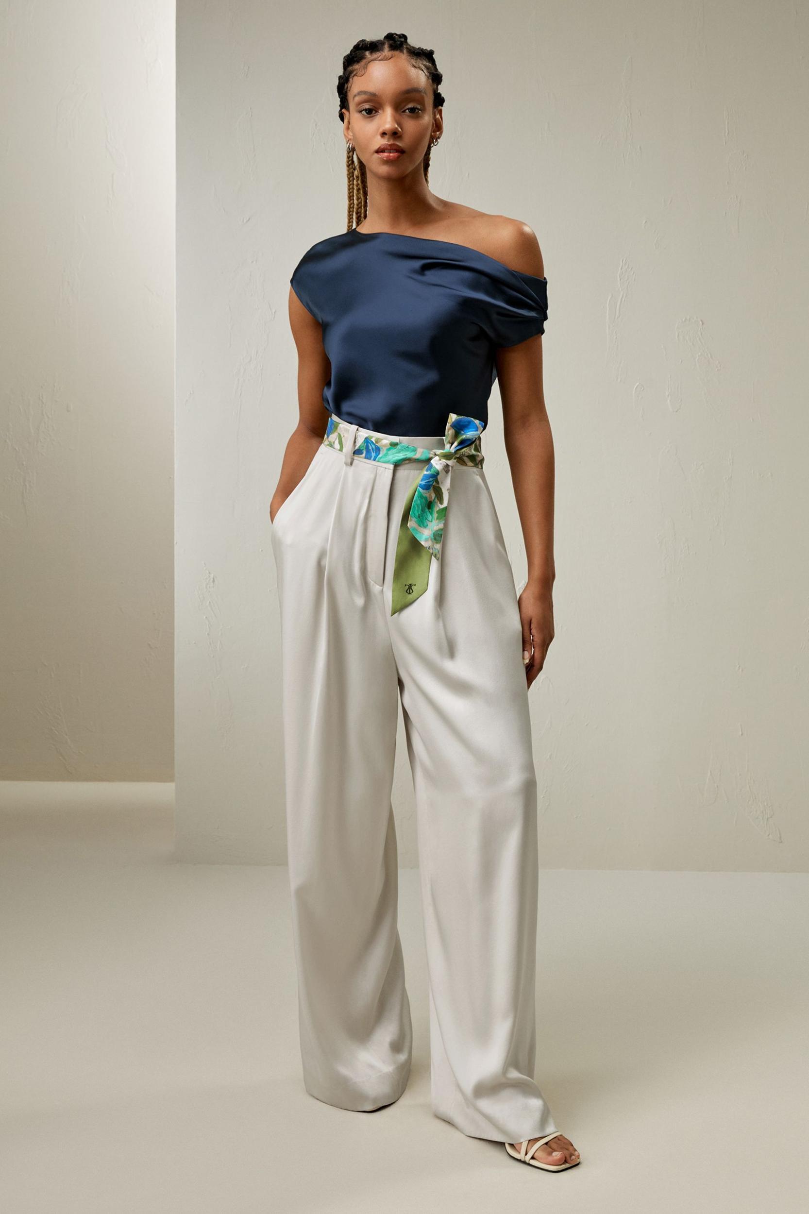 Boat Neck Silk Top Product Image