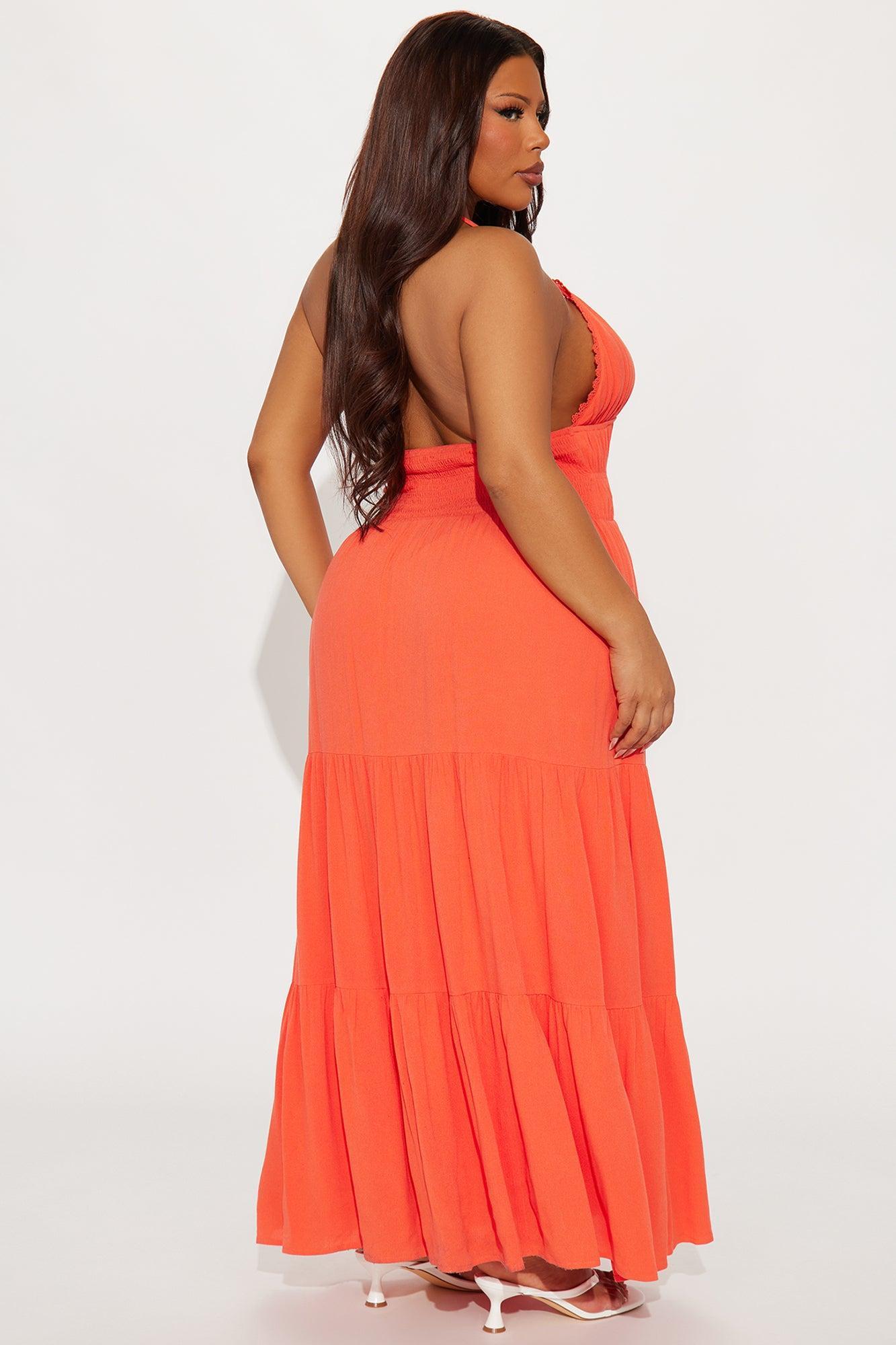 Keeley Tiered Midi Dress - Peach Product Image