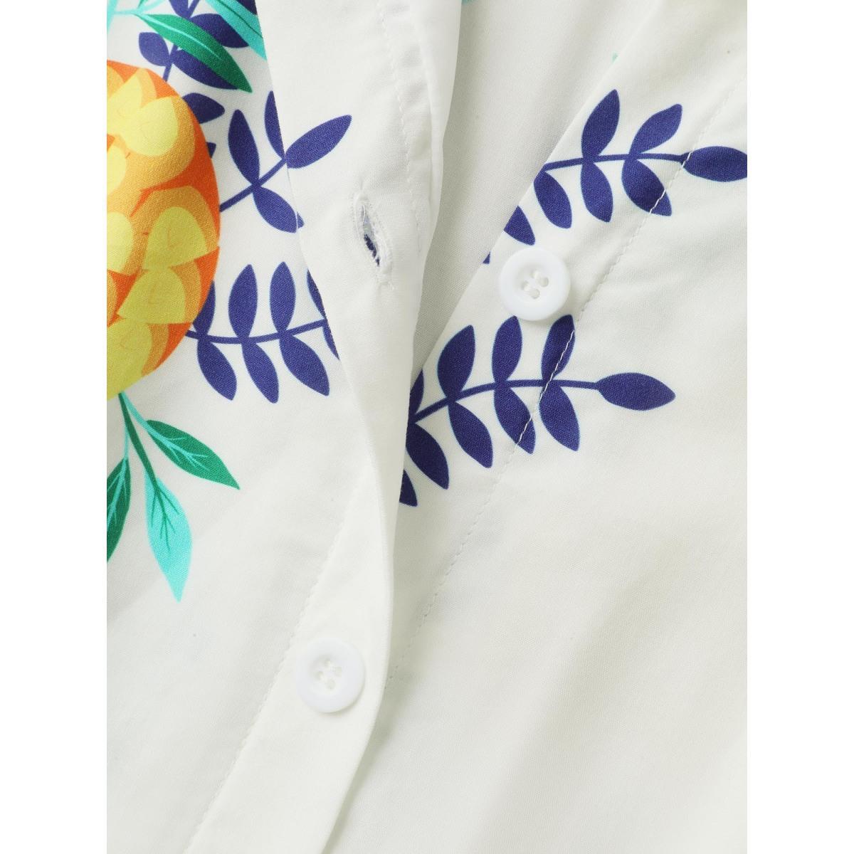 Plus Size Rayon Fruit Print Collar Pockets Midi Dress Emerald Women Shirt collar Sleeveless Curvy BloomChic 26/4X Product Image