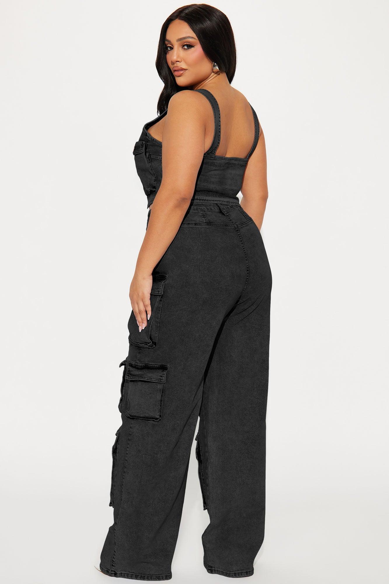 Losing Time Cargo Pant Set - Black Product Image