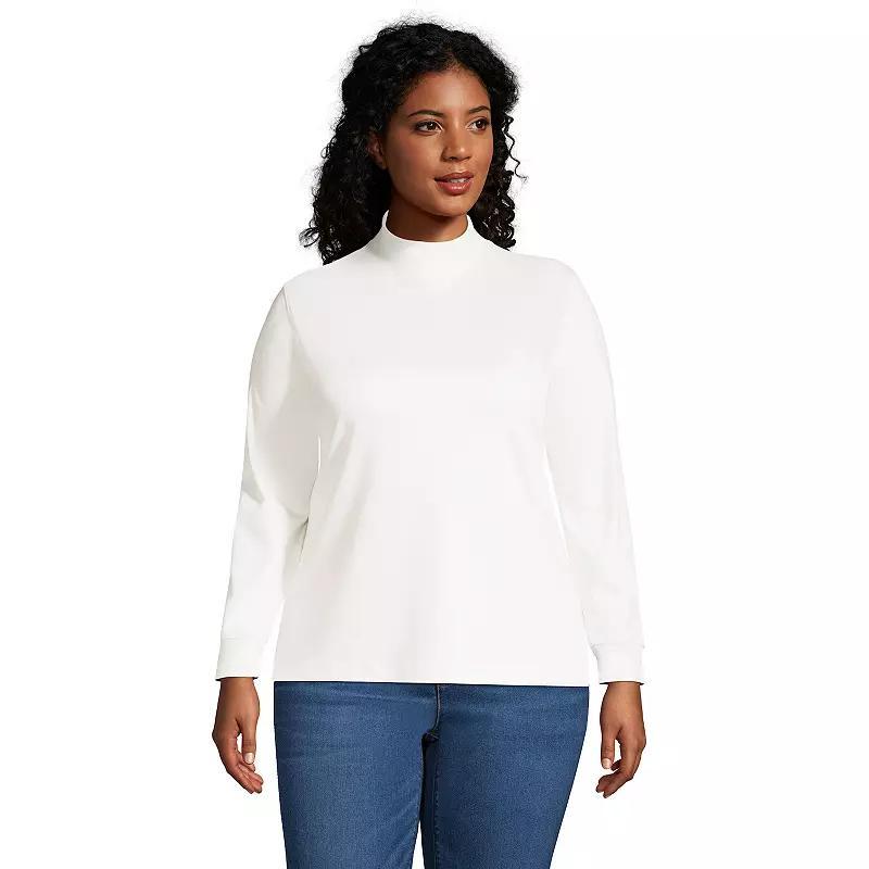 Plus Size Lands' End Supima Cotton Mockneck Top, Women's, Size: 2XL, Grey Heather Product Image