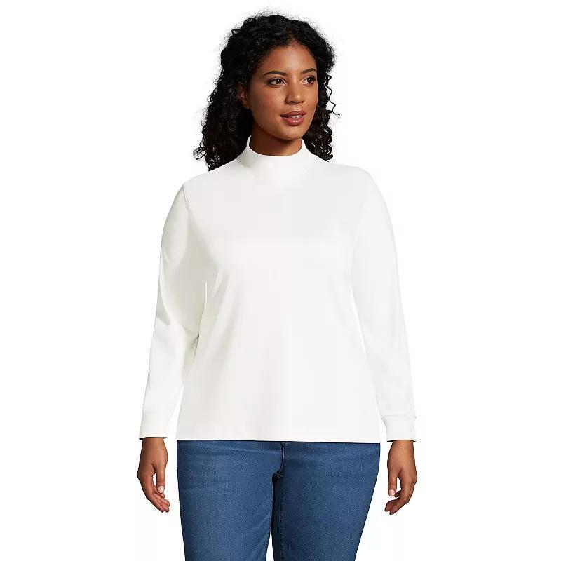 Plus Size Lands' End Supima Cotton Mockneck Top, Women's, Size: 2XL, Grey Heather Product Image