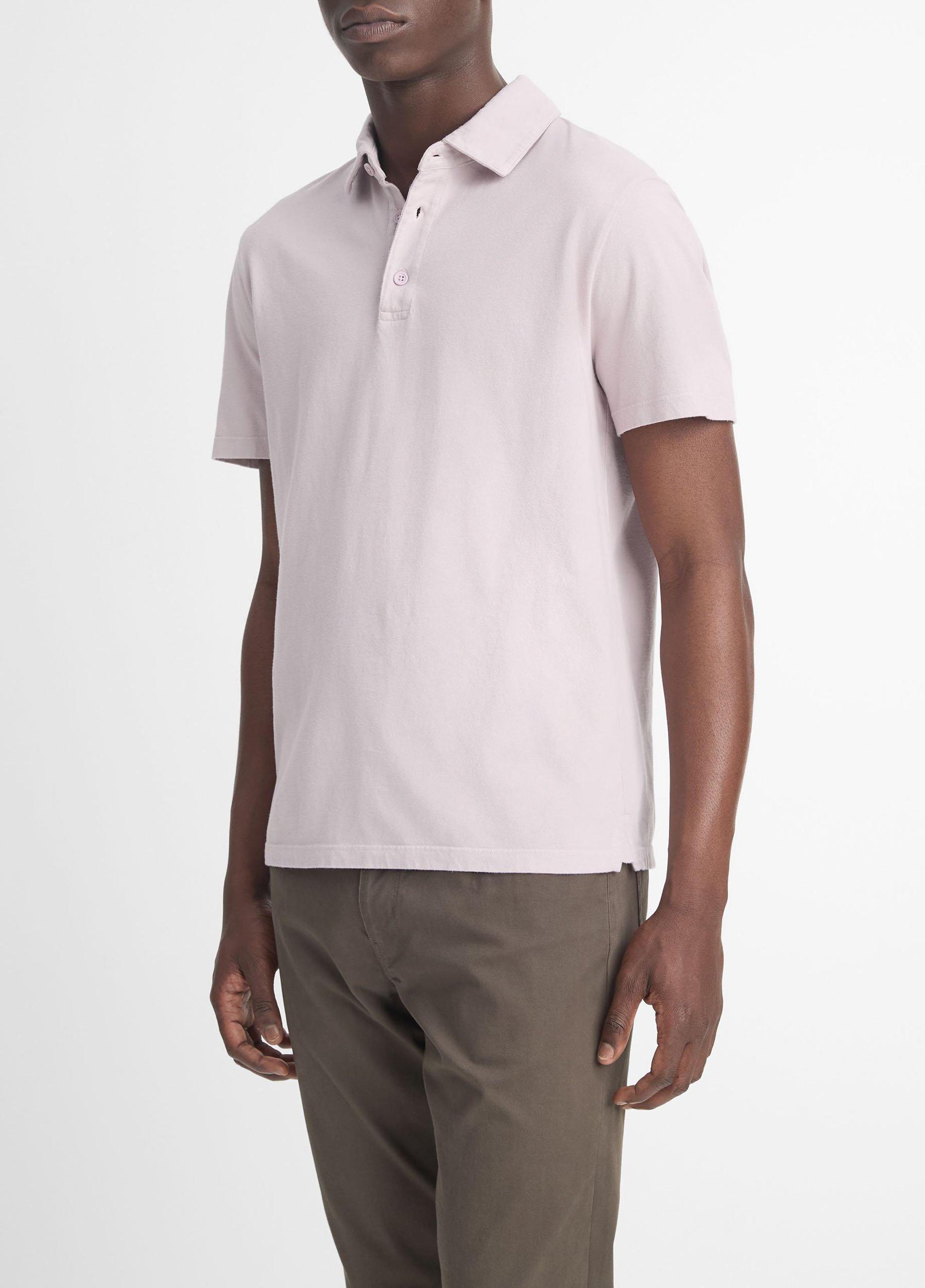 Mens Garment Dye Cotton Polo Shirt, Optic White, Size S Vince Product Image