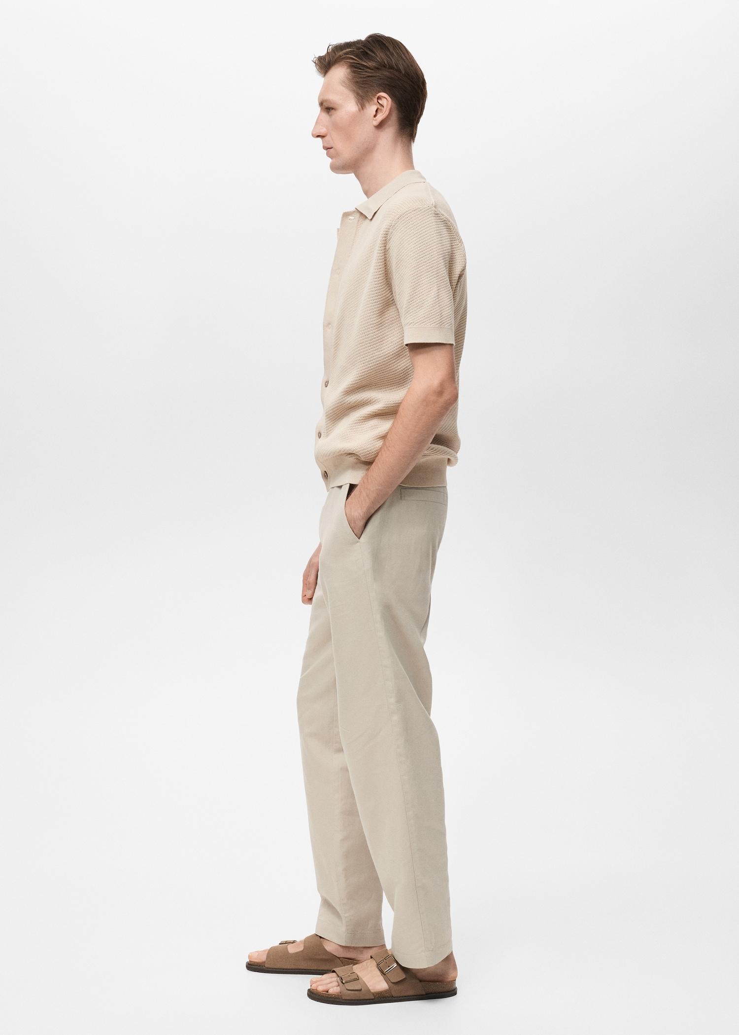 Openwork knitted structured shirt - Men | MANGO USA Product Image