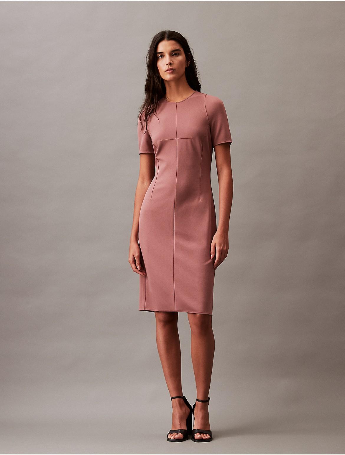 Calvin Klein Women's Compact Stretch Crepe Shift Dress - Black - XS Product Image