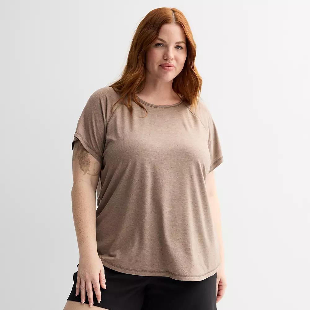 Plus Size Tek Gear Core Raglan Tee, Womens Kalari Green Speckle Product Image