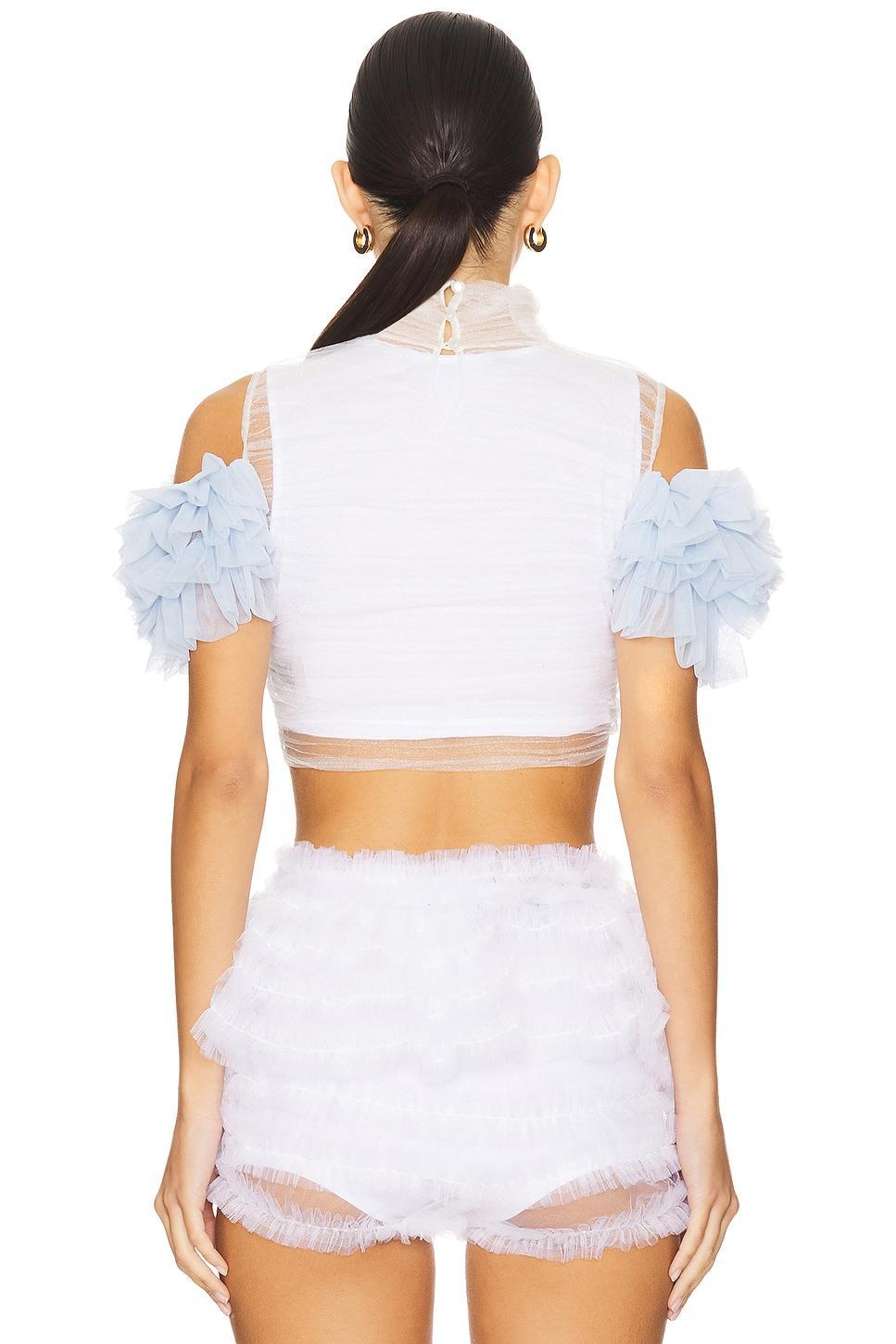 Shirred Bandage Wrap Top With Puff Sleeves Susan Fang Product Image