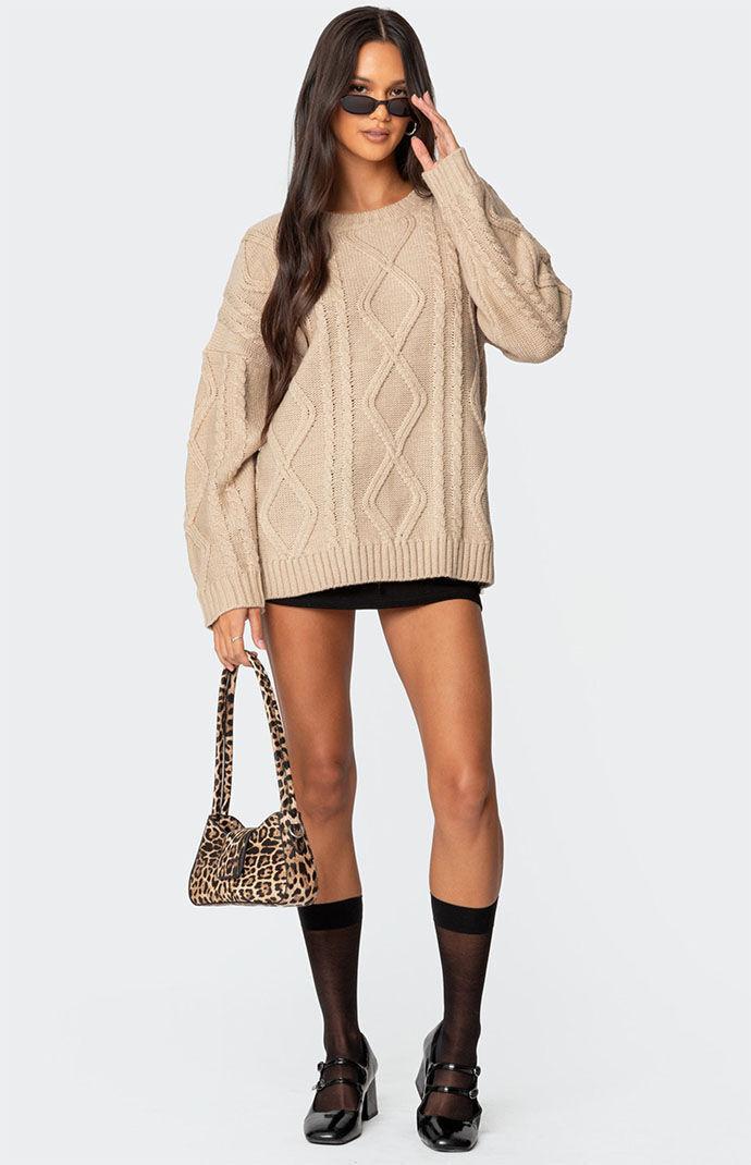 Edikted Women's Kennedy Oversized Cable Knit Sweater Product Image