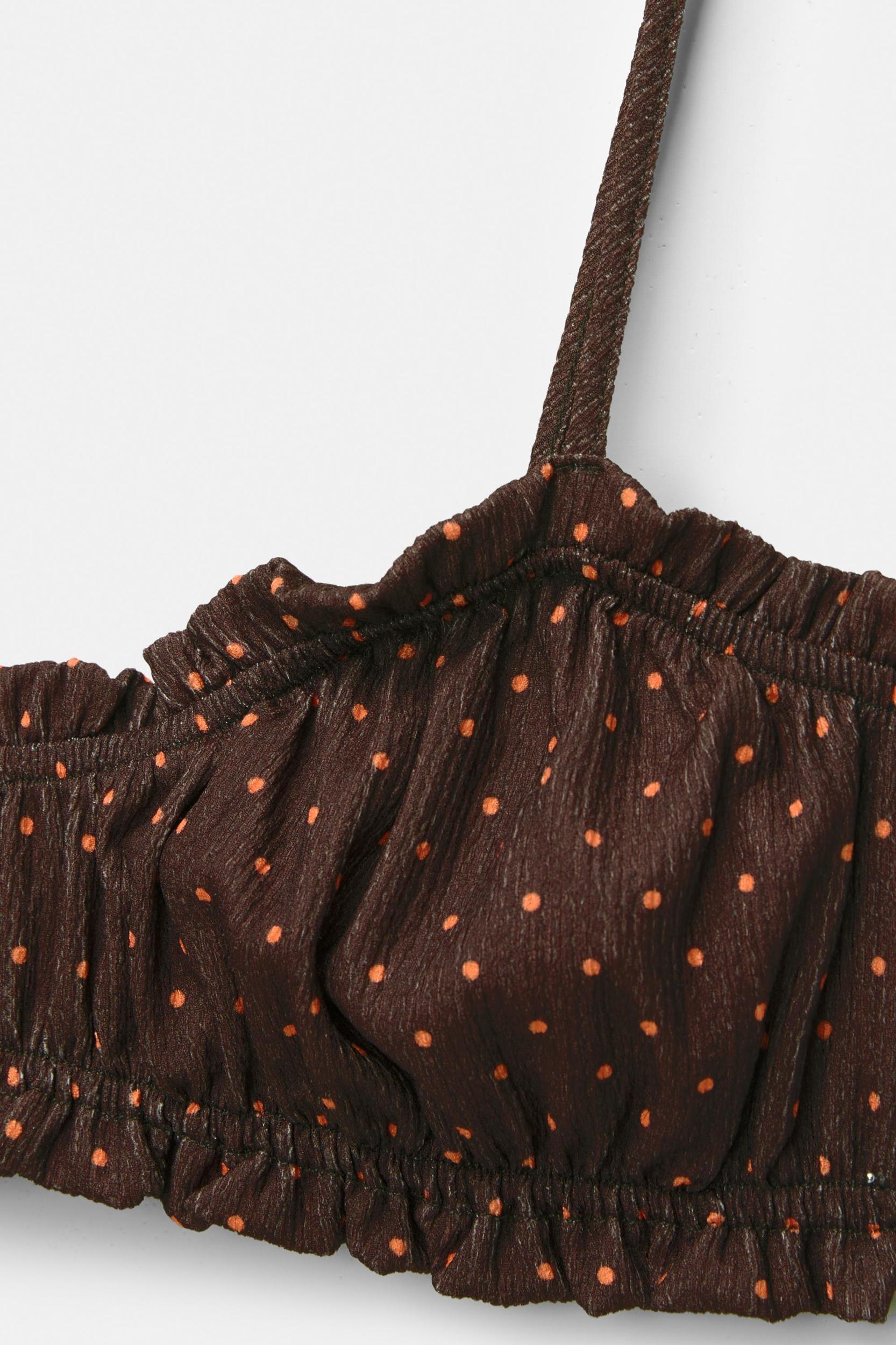 Brown polka dot crop top Product Image